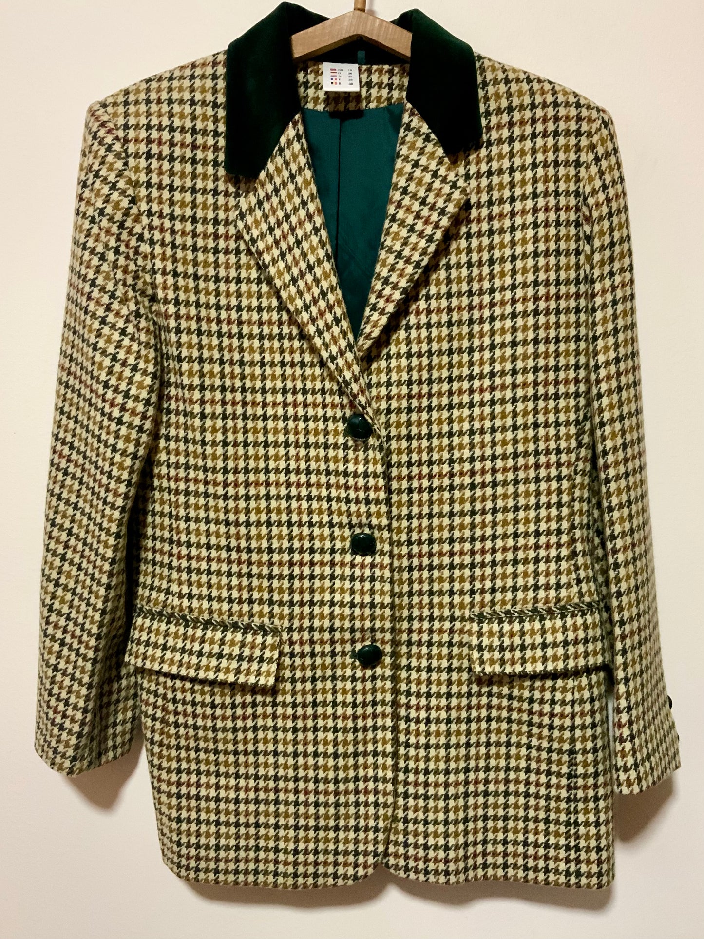 Veste à carreaux pieds de poule Laine Vintage 1990 Chic et Classe