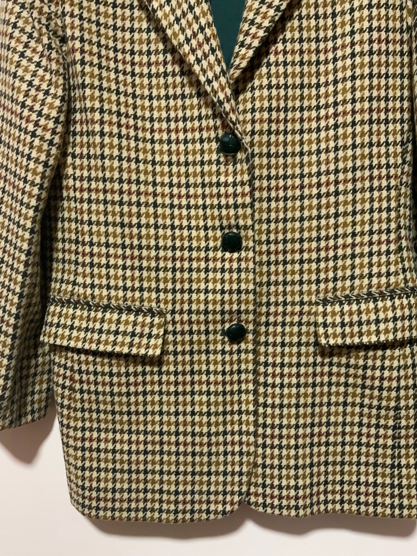 Veste à carreaux pieds de poule Laine Vintage 1990 Chic et Classe