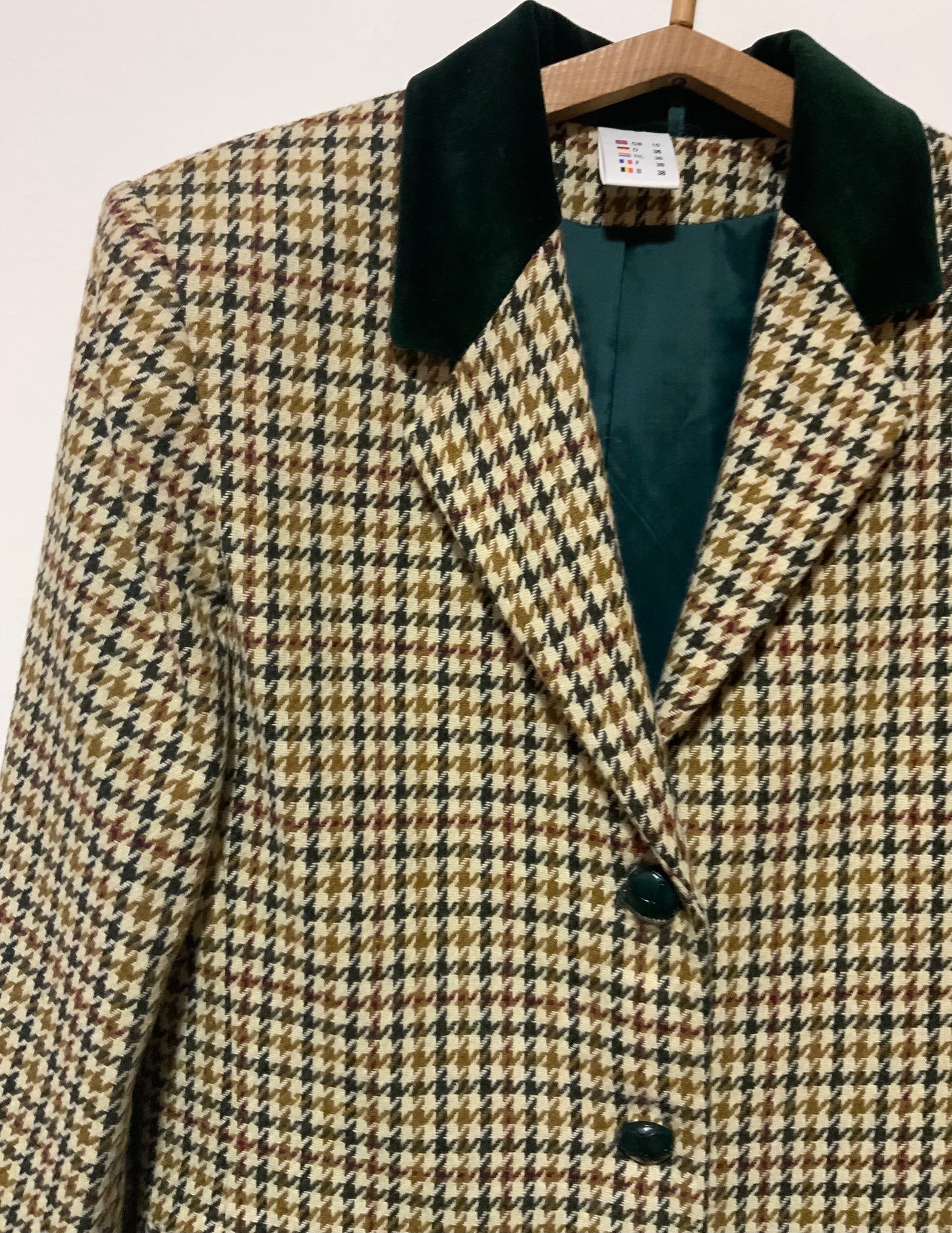 Veste à carreaux pieds de poule Laine Vintage 1990 Chic et Classe
