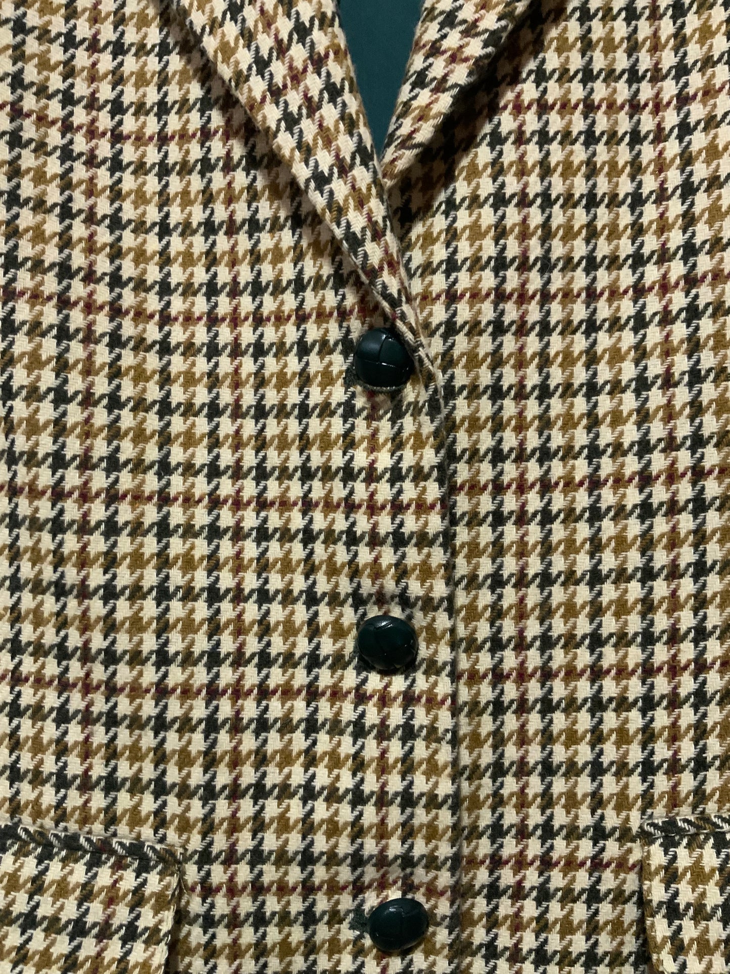 Veste à carreaux pieds de poule Laine Vintage 1990 Chic et Classe
