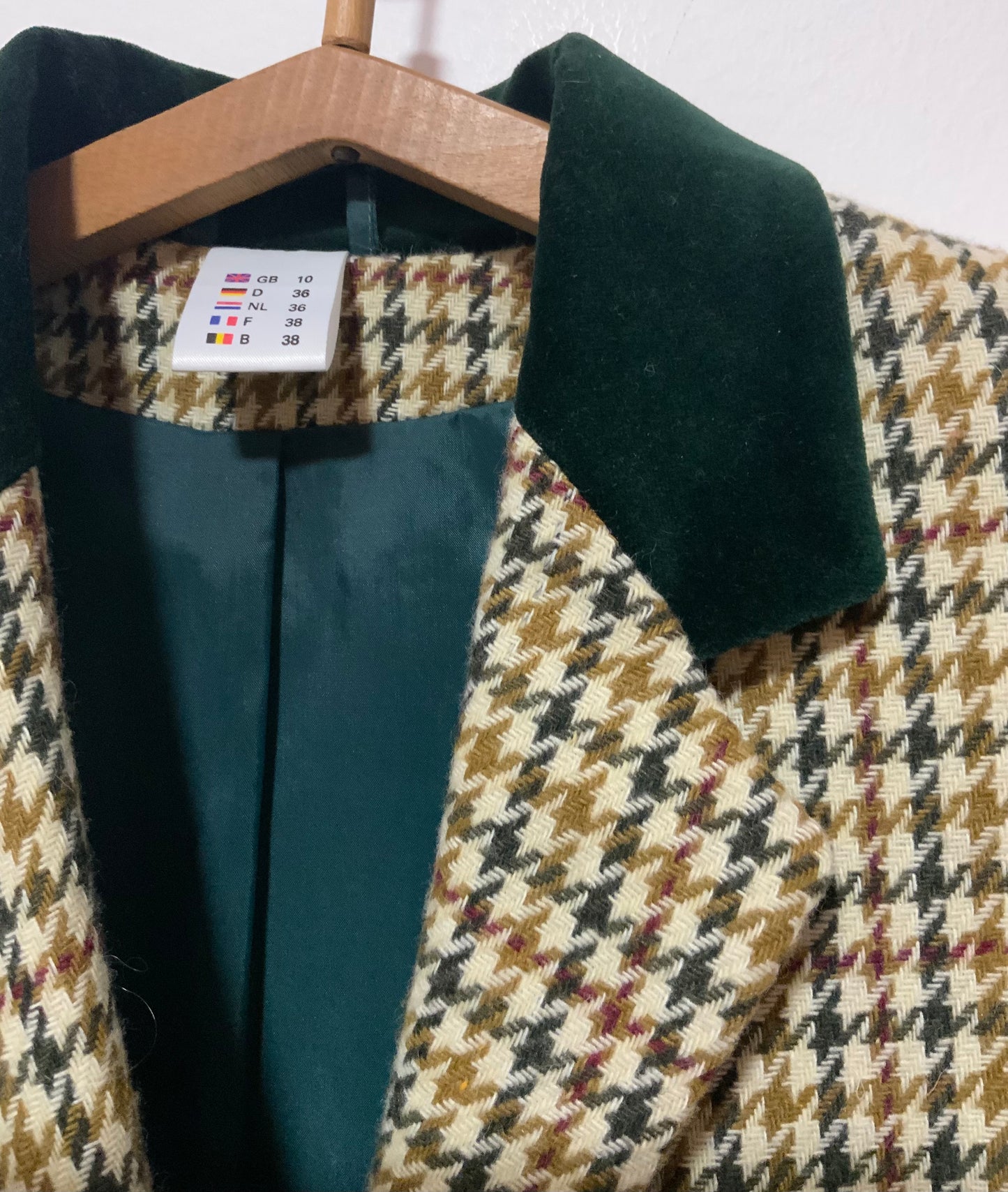Veste à carreaux pieds de poule Laine Vintage 1990 Chic et Classe