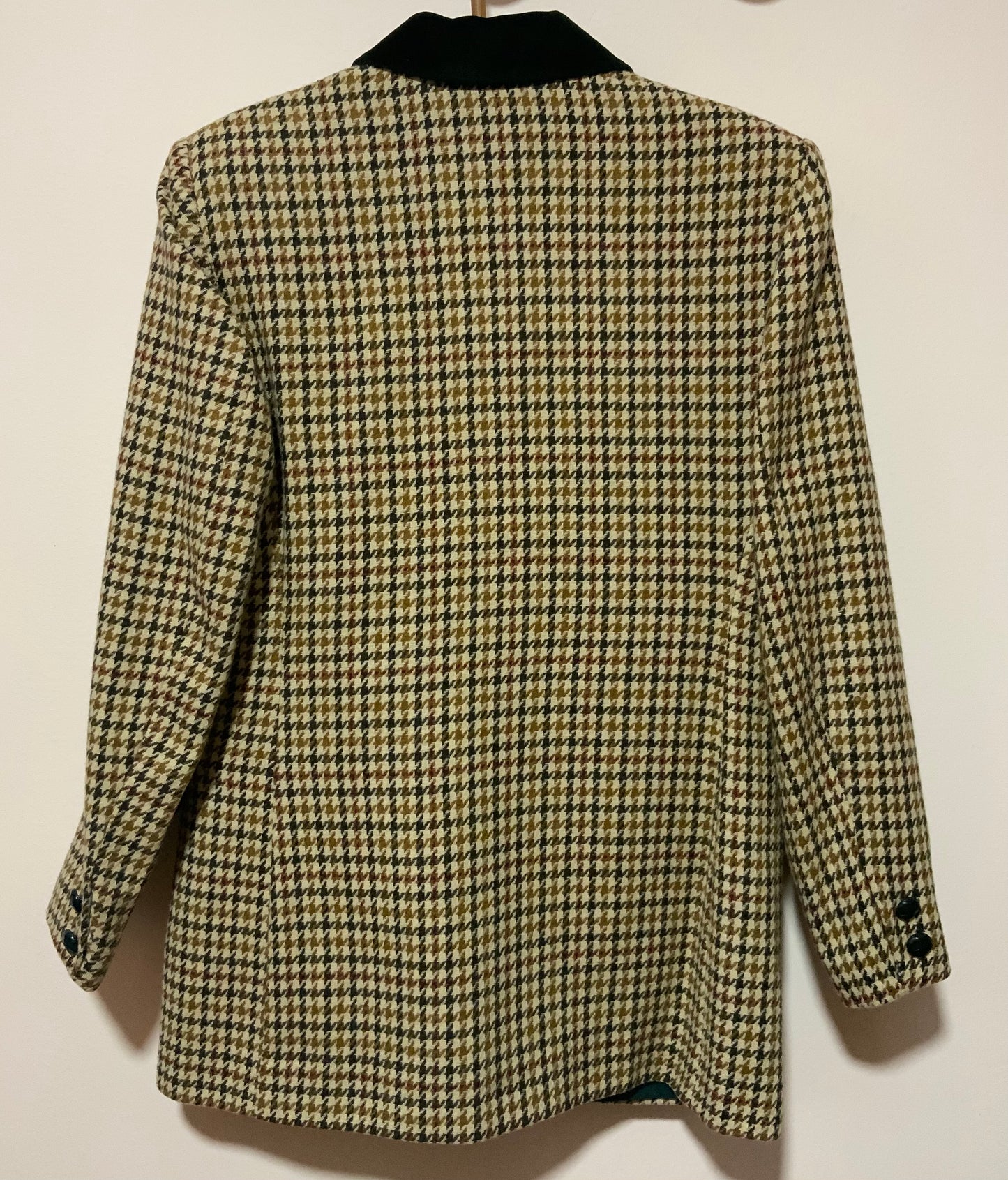 Veste à carreaux pieds de poule Laine Vintage 1990 Chic et Classe