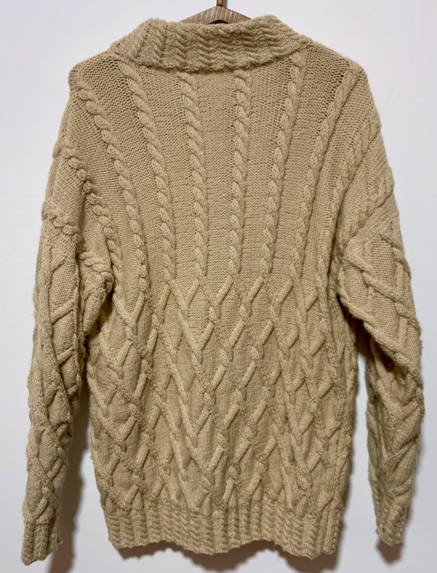 Gros gilet Tricot fait main Torsades Laine Façon Irlandais Vintage