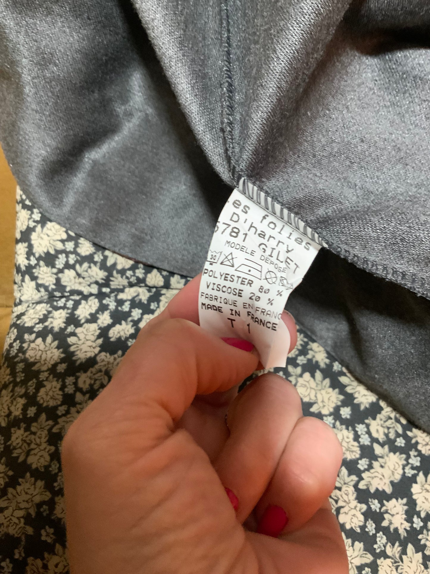 Boléro Gilet Velours A fleurs France Vintage 1990
