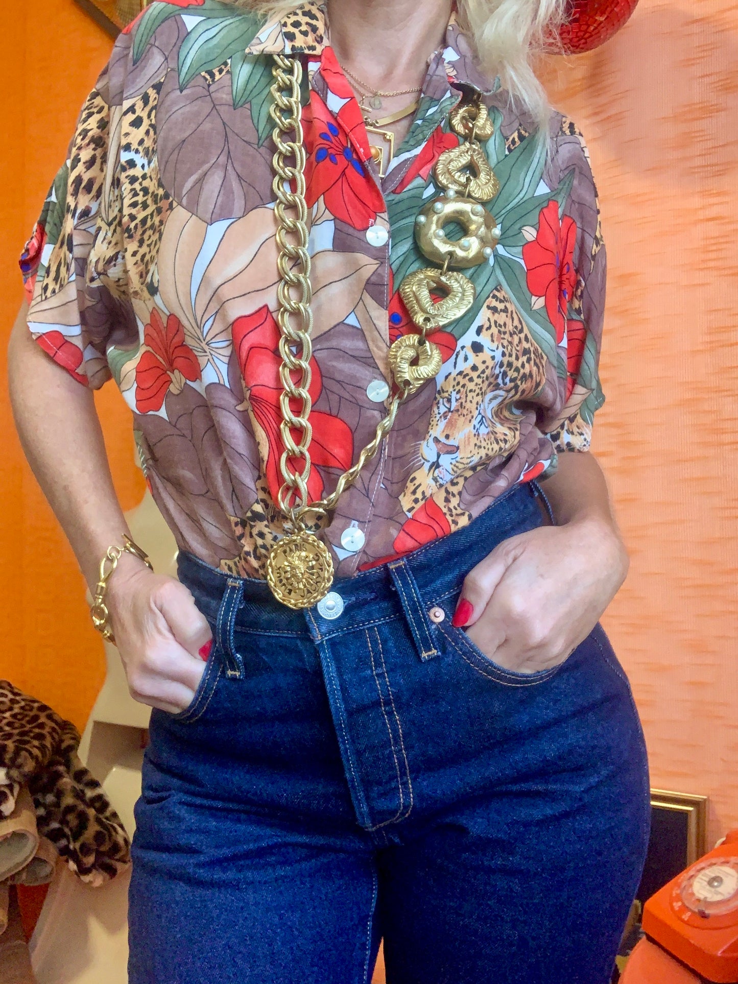 Magnifique Ceinture Chaîne / Collier Vintage 90 de chez Jacky de G. France Paris