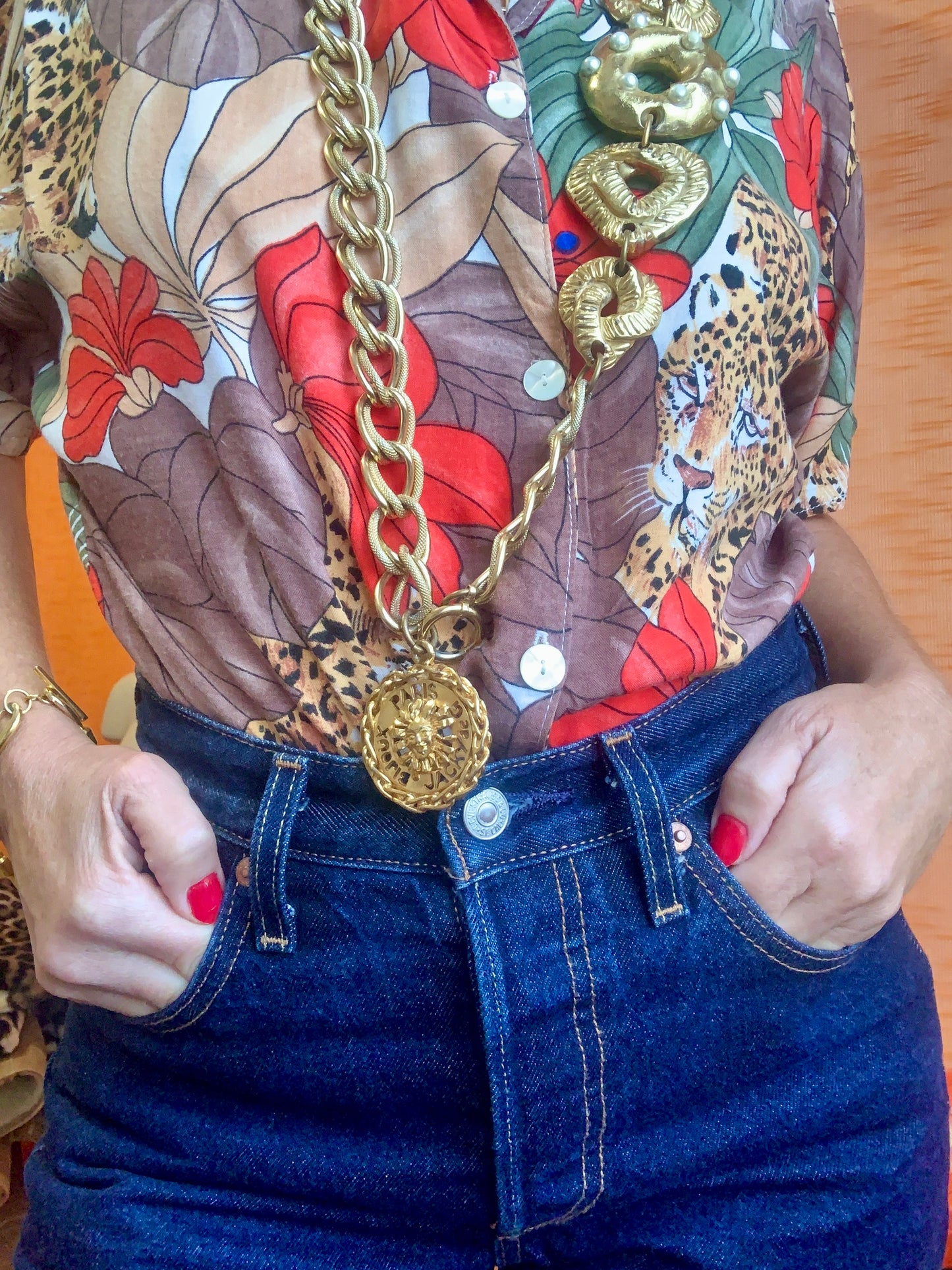 Magnifique Ceinture Chaîne / Collier Vintage 90 de chez Jacky de G. France Paris