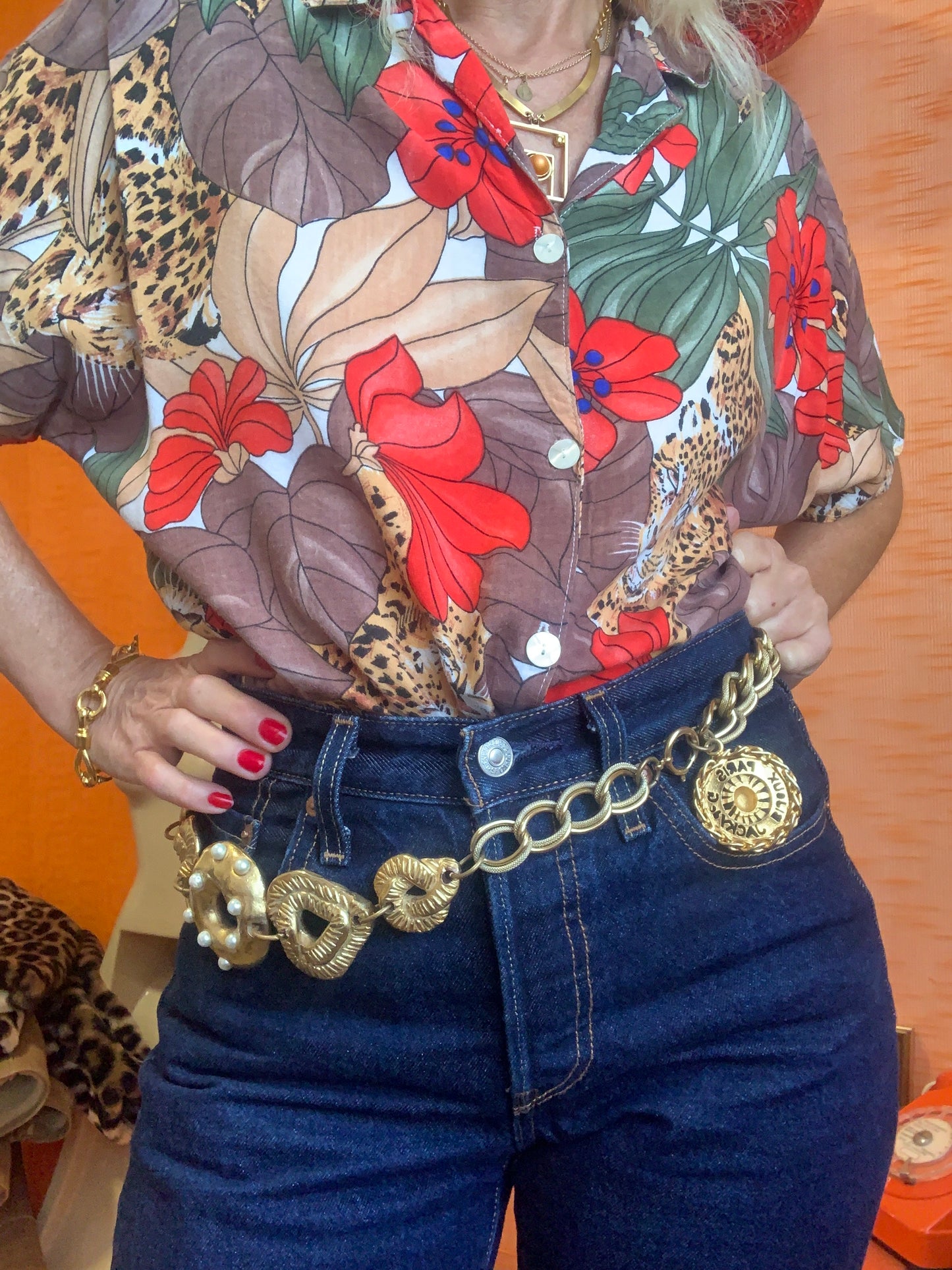 Magnifique Ceinture Chaîne / Collier Vintage 90 de chez Jacky de G. France Paris