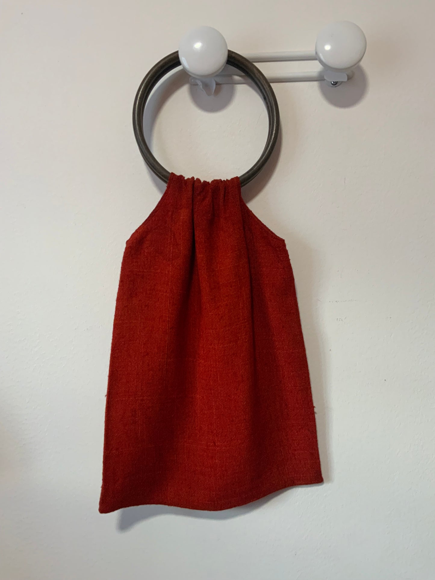 Sac tissu Sarah Kay avec poignées anneaux bois Vintage 1980