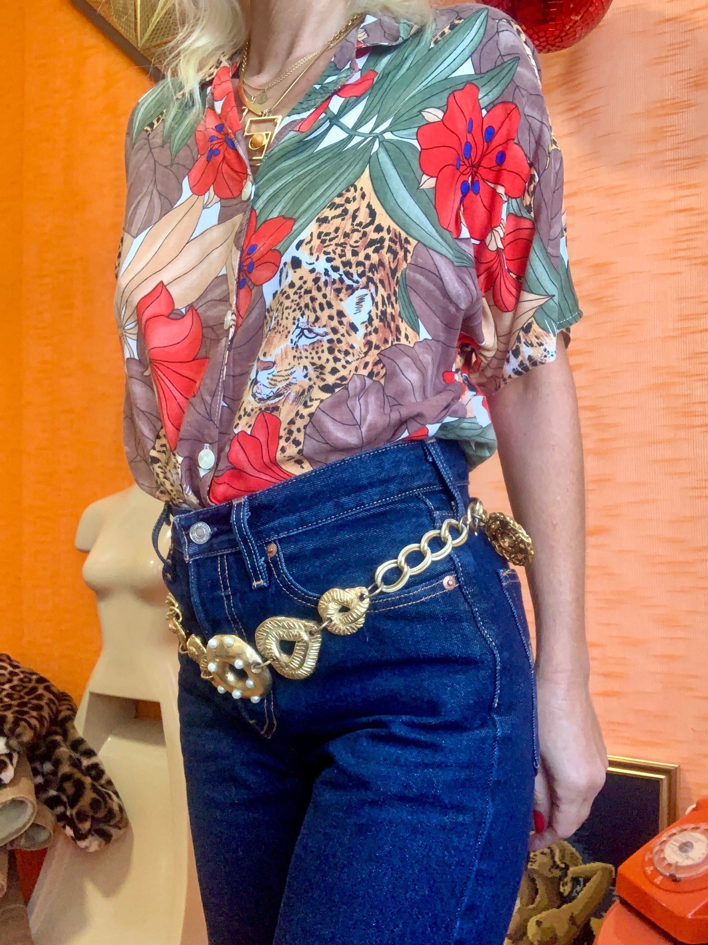 Magnifique Ceinture Chaîne / Collier Vintage 90 de chez Jacky de G. France Paris