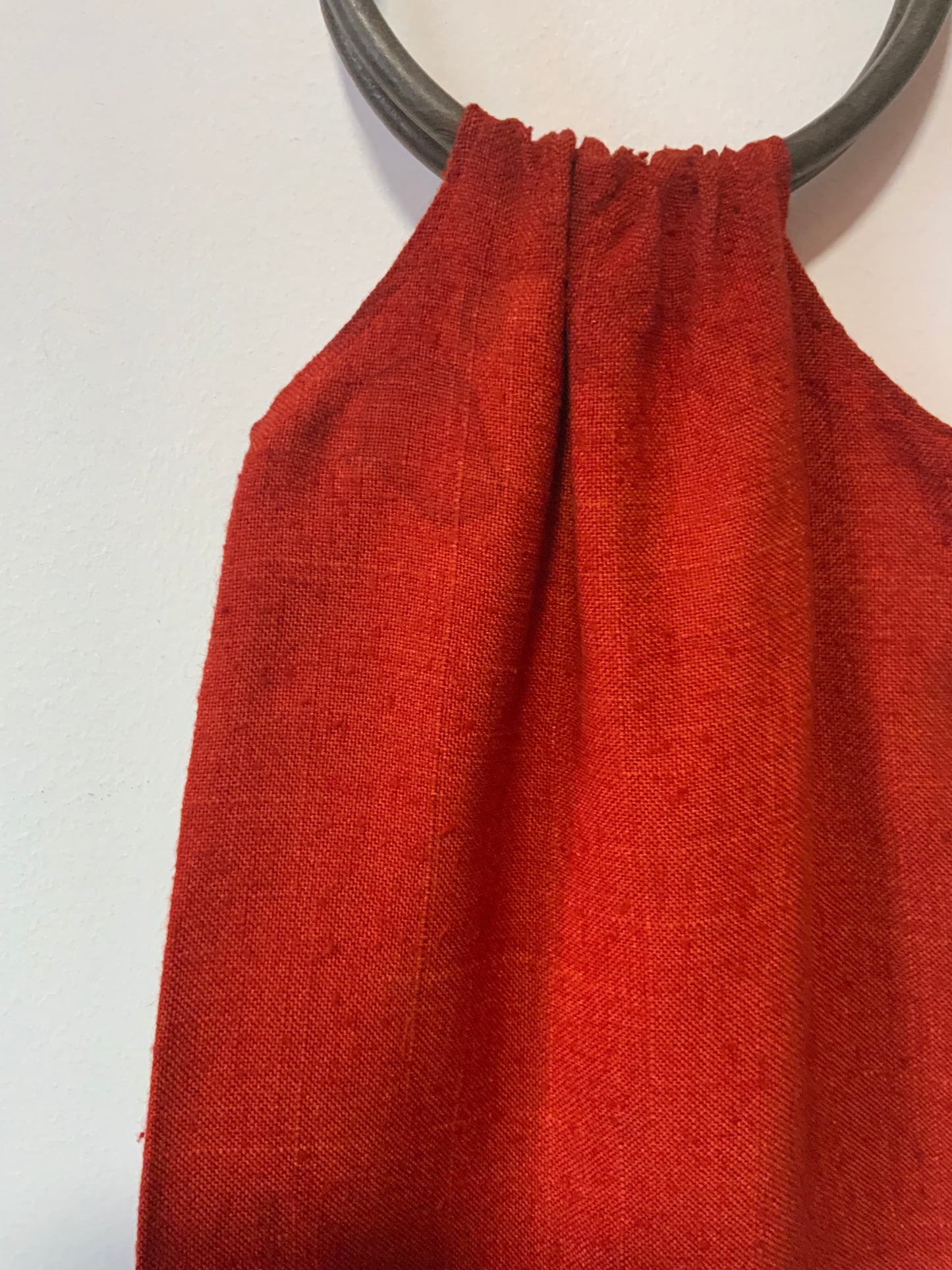Sac tissu Sarah Kay avec poignées anneaux bois Vintage 1980