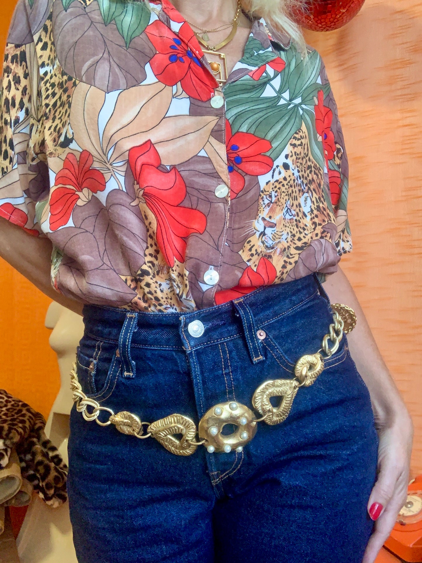 Magnifique Ceinture Chaîne / Collier Vintage 90 de chez Jacky de G. France Paris