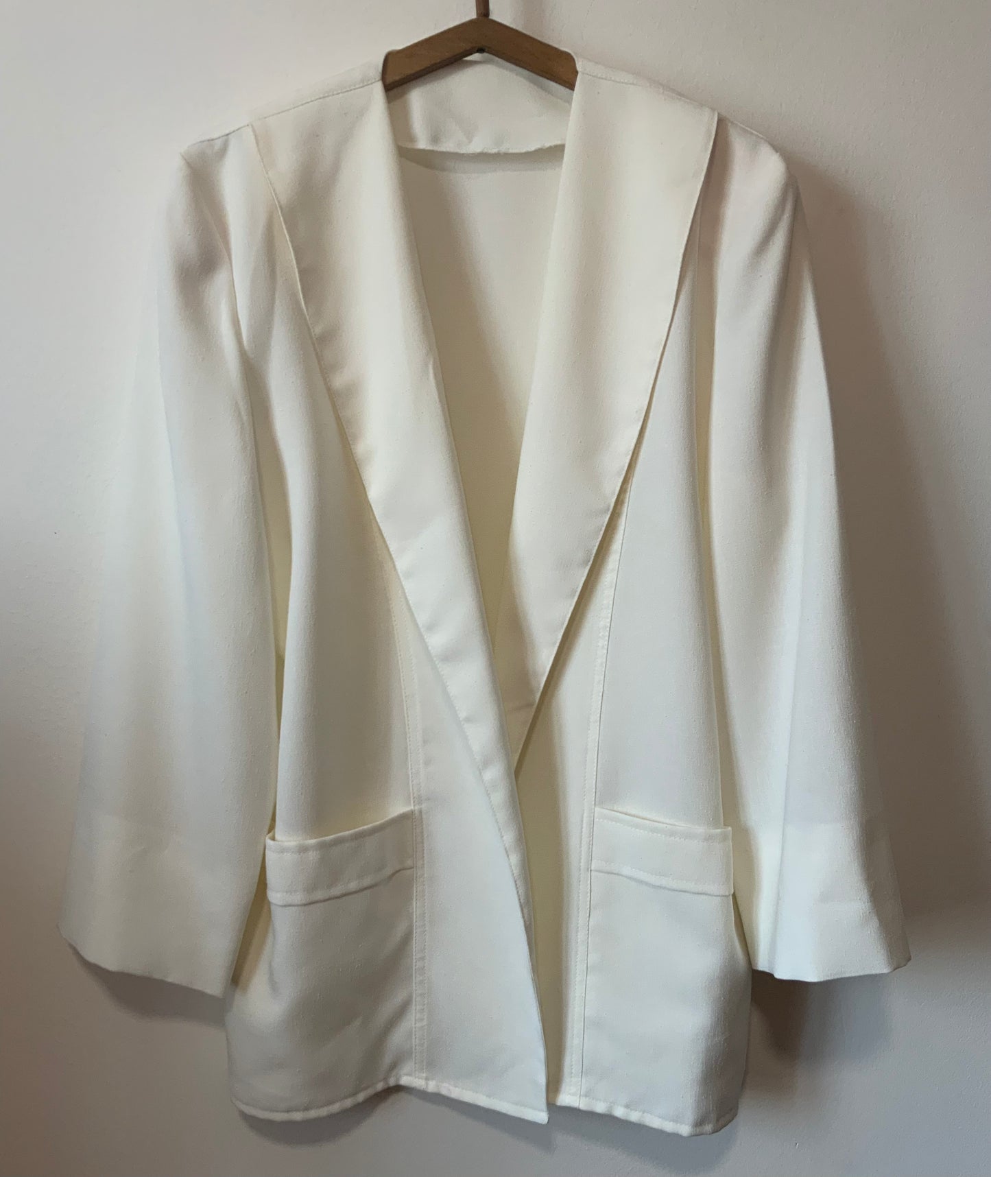Veste blanche Longue avec épaulettes Chic Vintage 1980