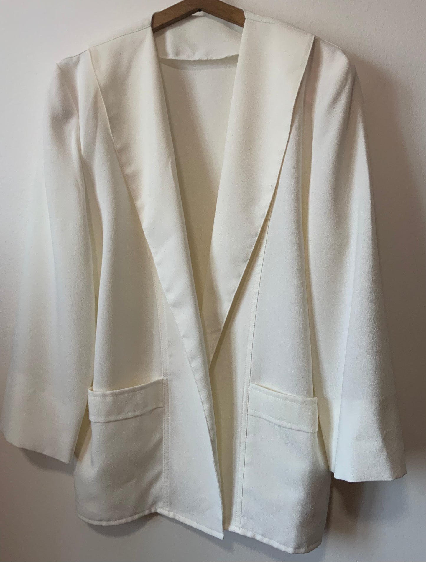 Veste blanche Longue avec épaulettes Chic Vintage 1980