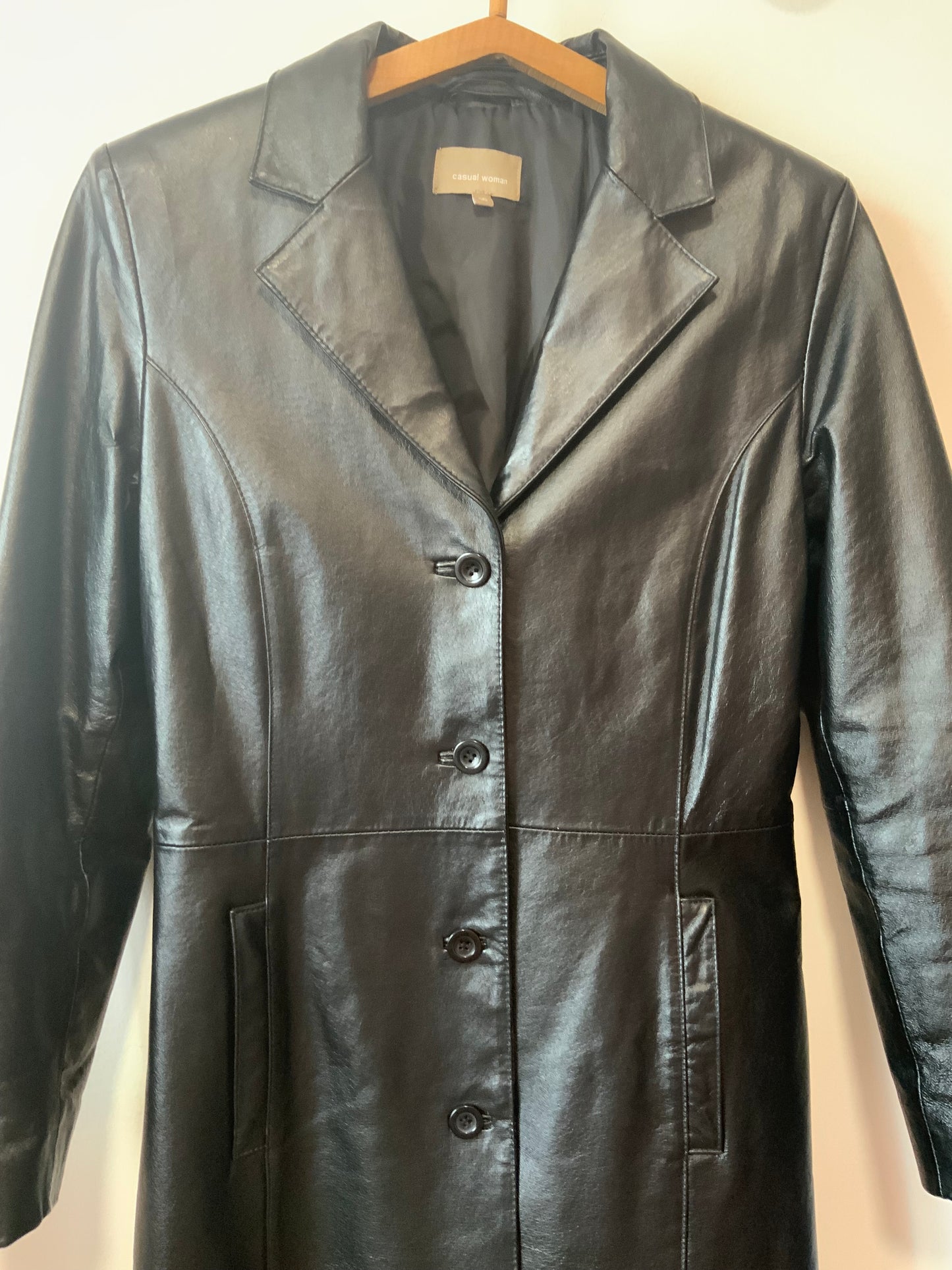 Veste 3/4 Cuir Noir Vintage Élégance