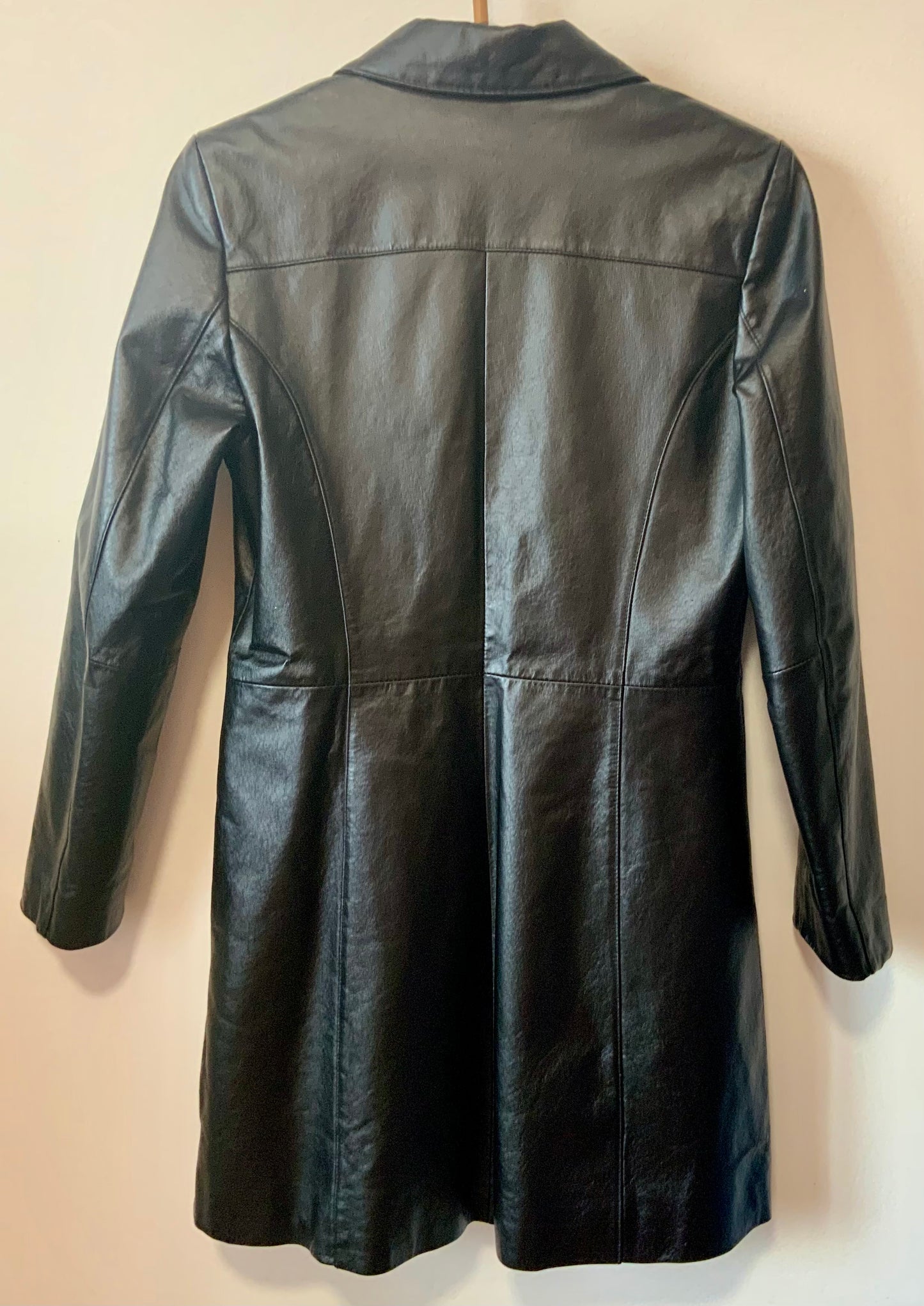 Veste 3/4 Cuir Noir Vintage Élégance