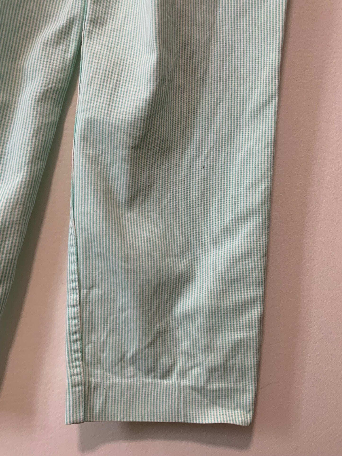 Pantalon coton à rayures menthes Taille Haute Vintage 1980 Grande Bretagne