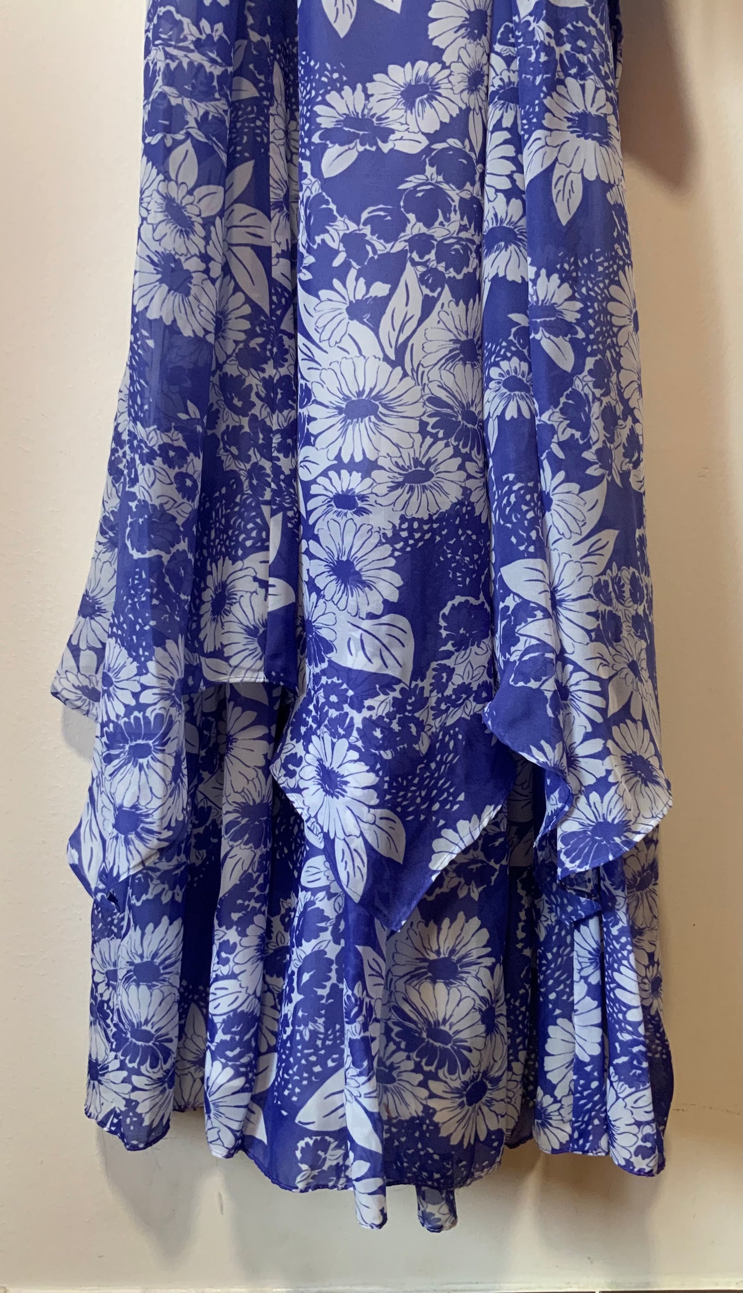 Robe Longue Mousseline Fleurs Création Paris France Vintage 1970