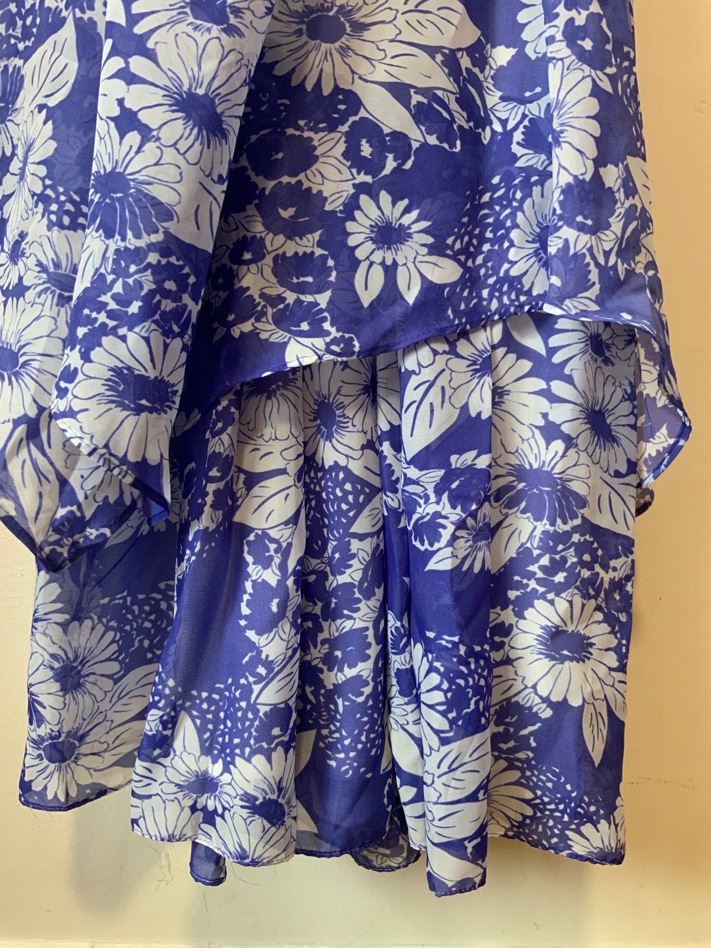Robe Longue Mousseline Fleurs Création Paris France Vintage 1970