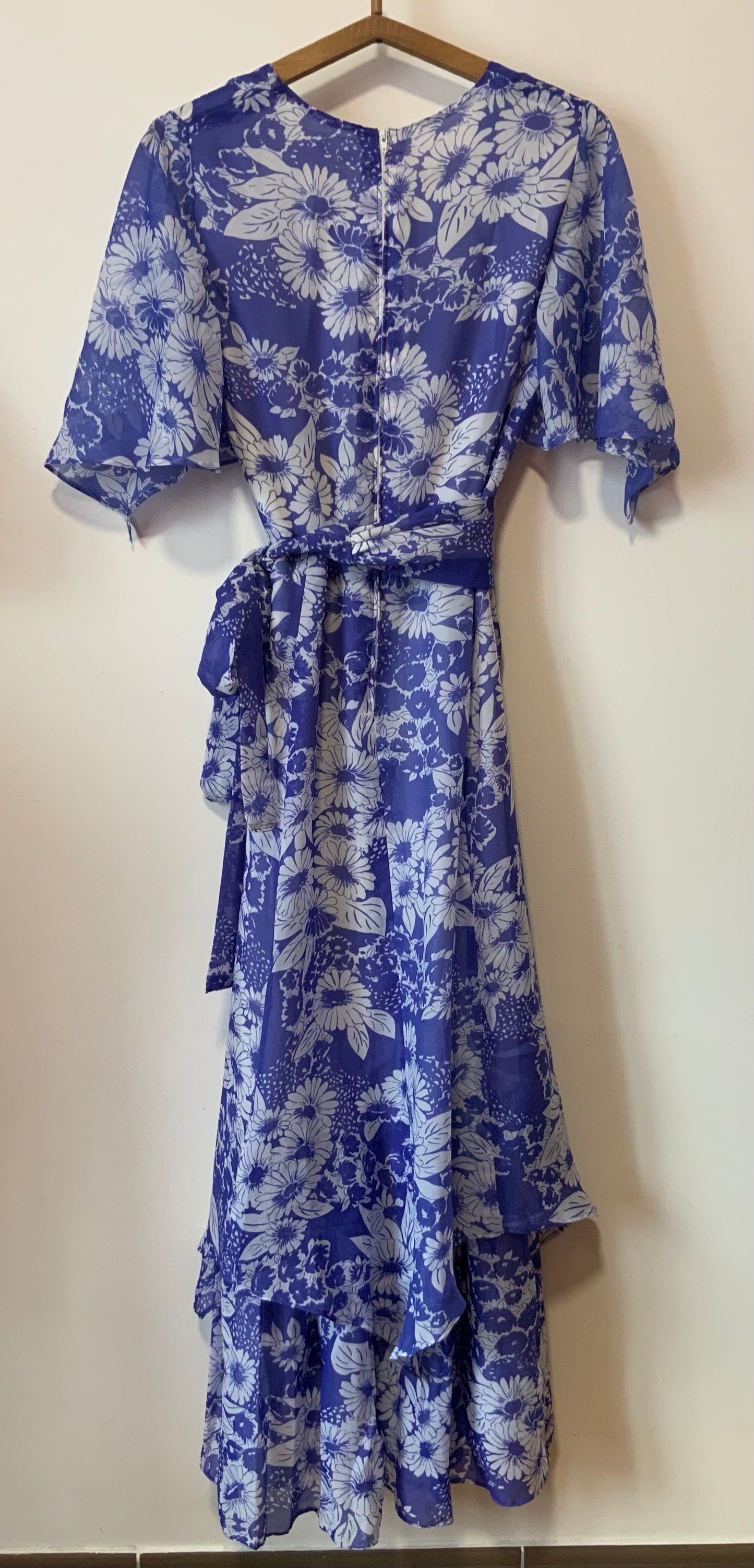 Robe Longue Mousseline Fleurs Création Paris France Vintage 1970