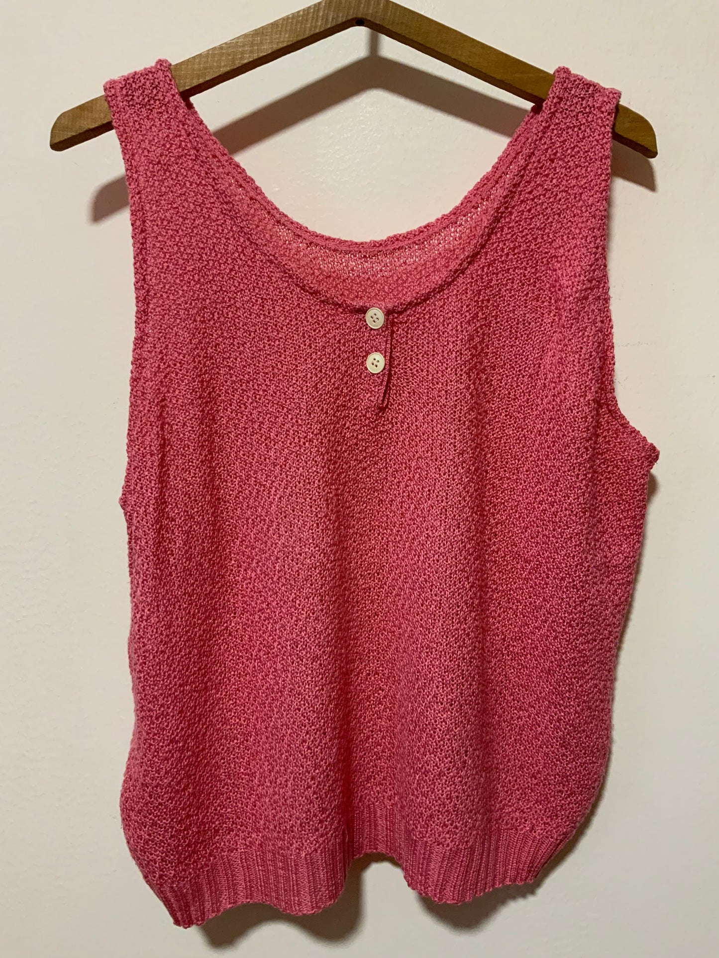 Top Débardeur Tricot Rose bonbon Vintage France 1980