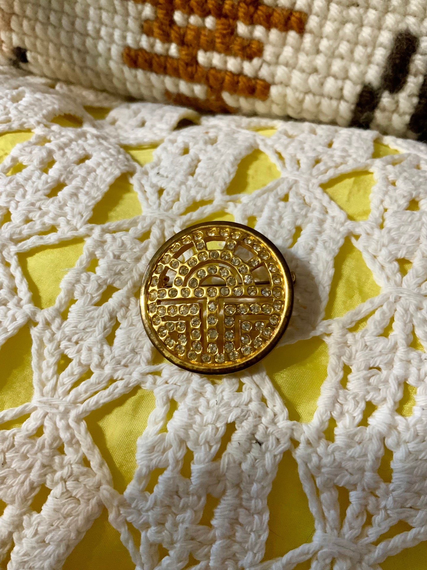Broche Design Métal et Strass Vintage