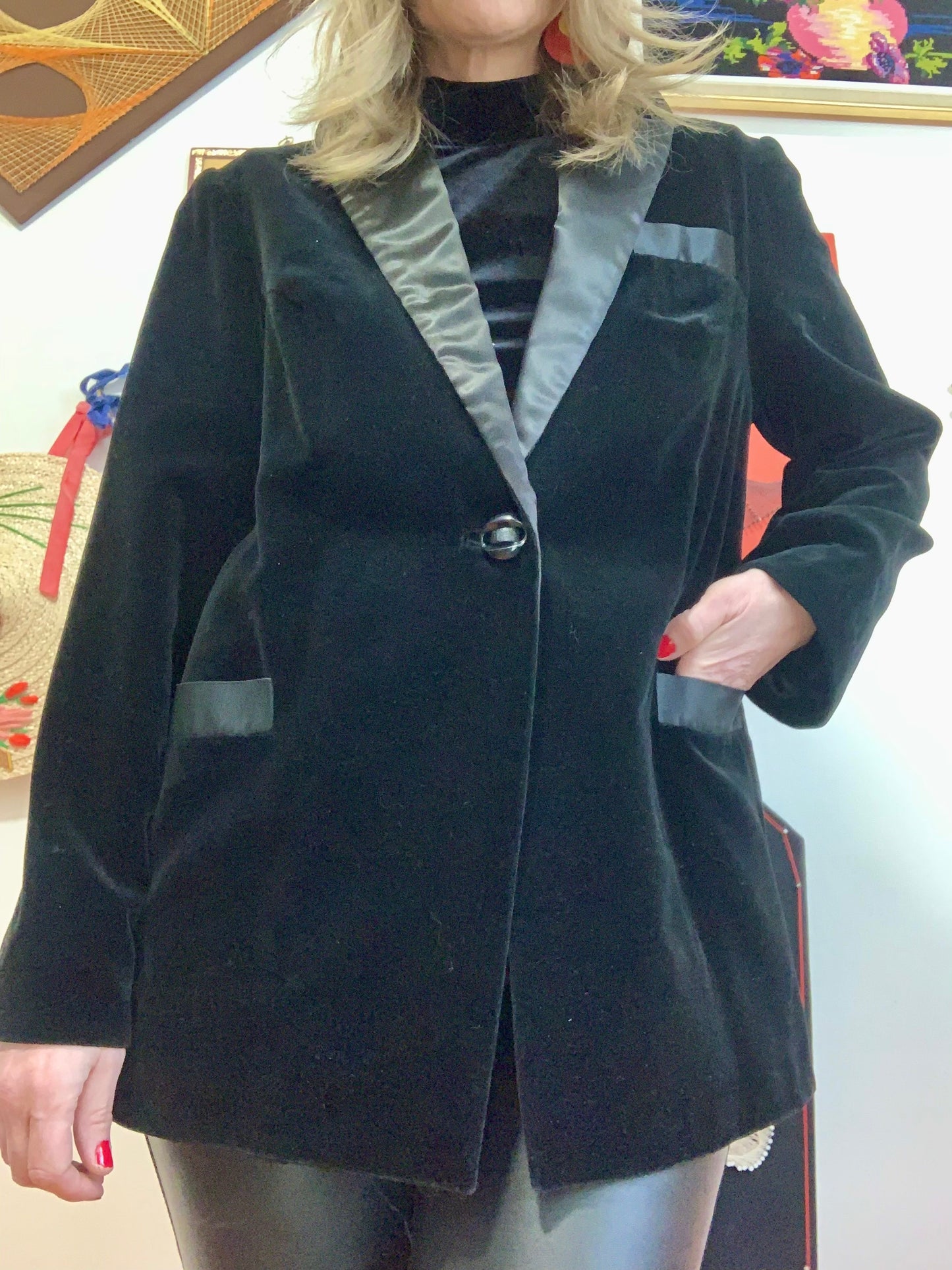 Veste velours noire Faire main Creation Vintage Beauté