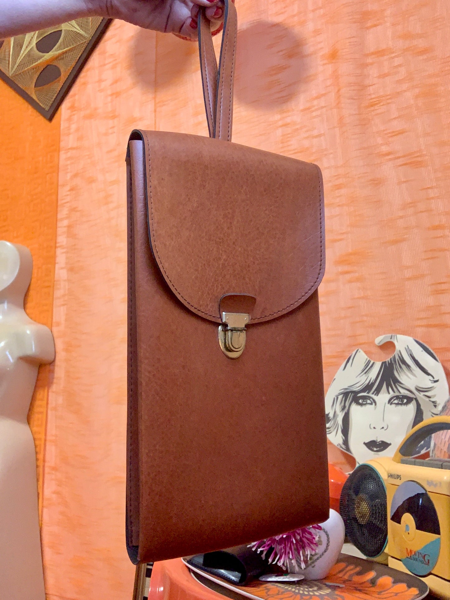 Sac Sacoche Cuir marron Vintage Original