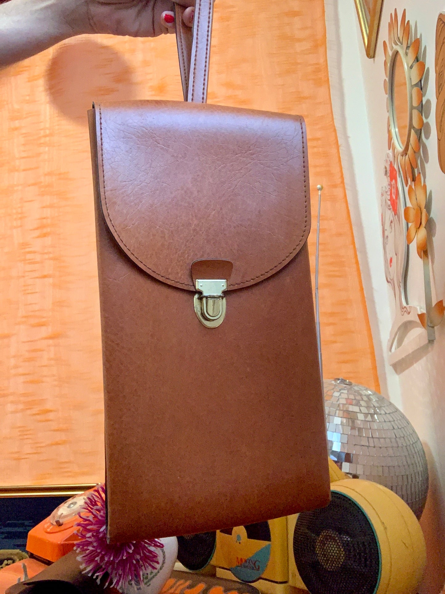 Sac Sacoche Cuir marron Vintage Original