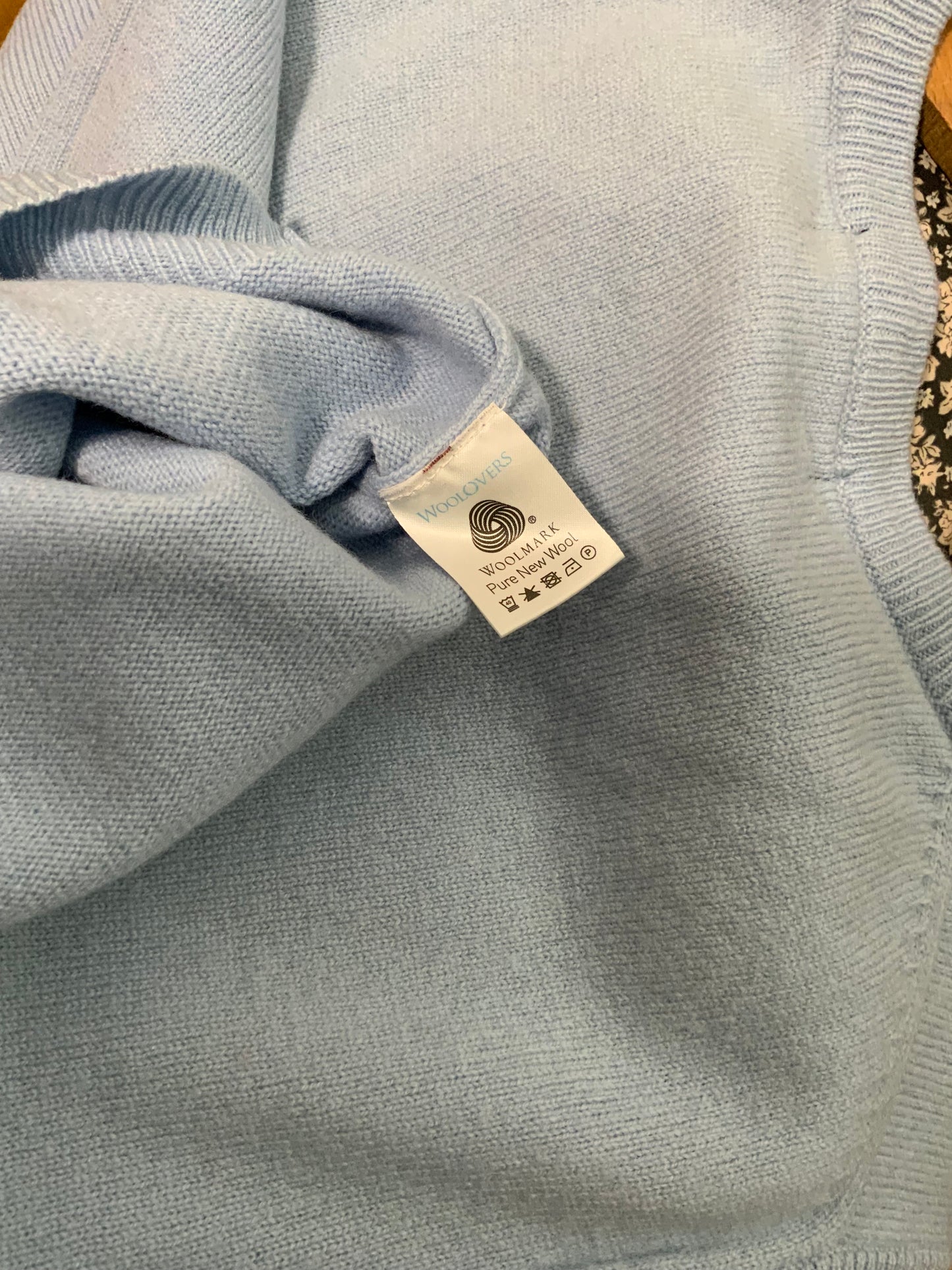 Pull sans manche 100% Laine Vierge bleu ciel Vintage Mixte