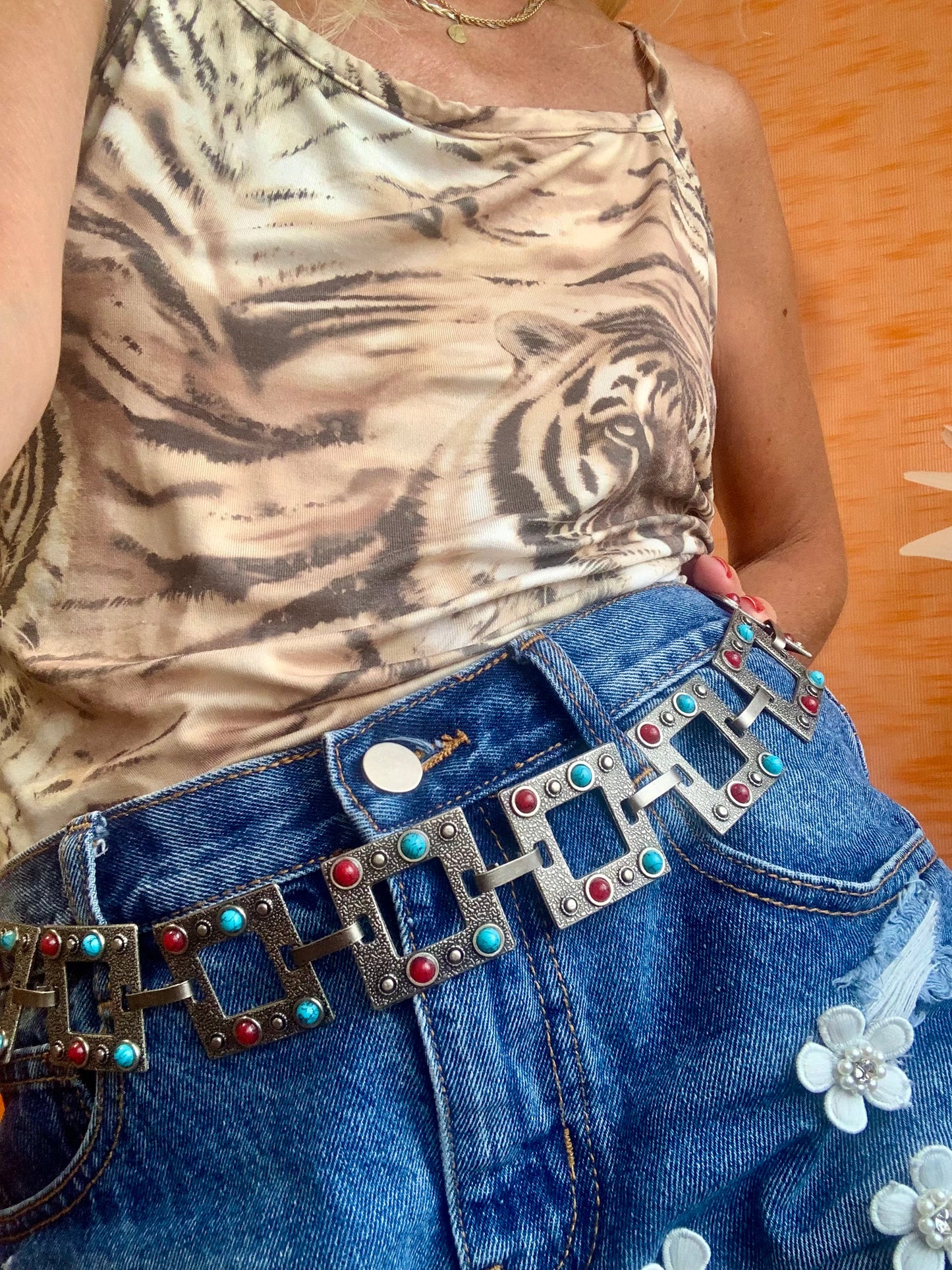 Ceinture Chaîne Pierres Métal Vintage Fashion