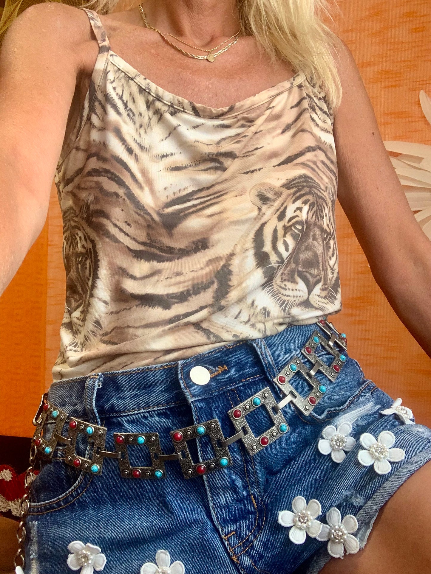 Ceinture Chaîne Pierres Métal Vintage Fashion
