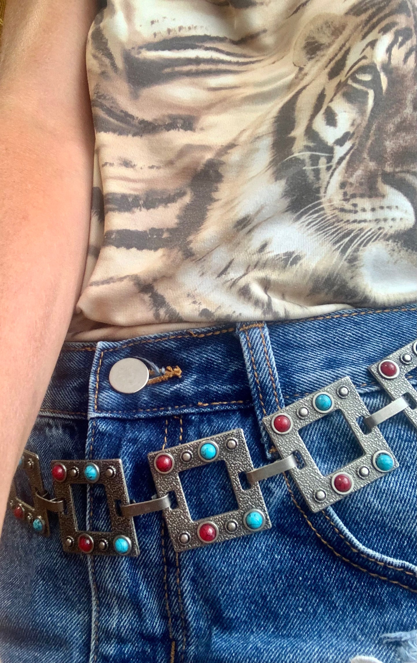 Ceinture Chaîne Pierres Métal Vintage Fashion