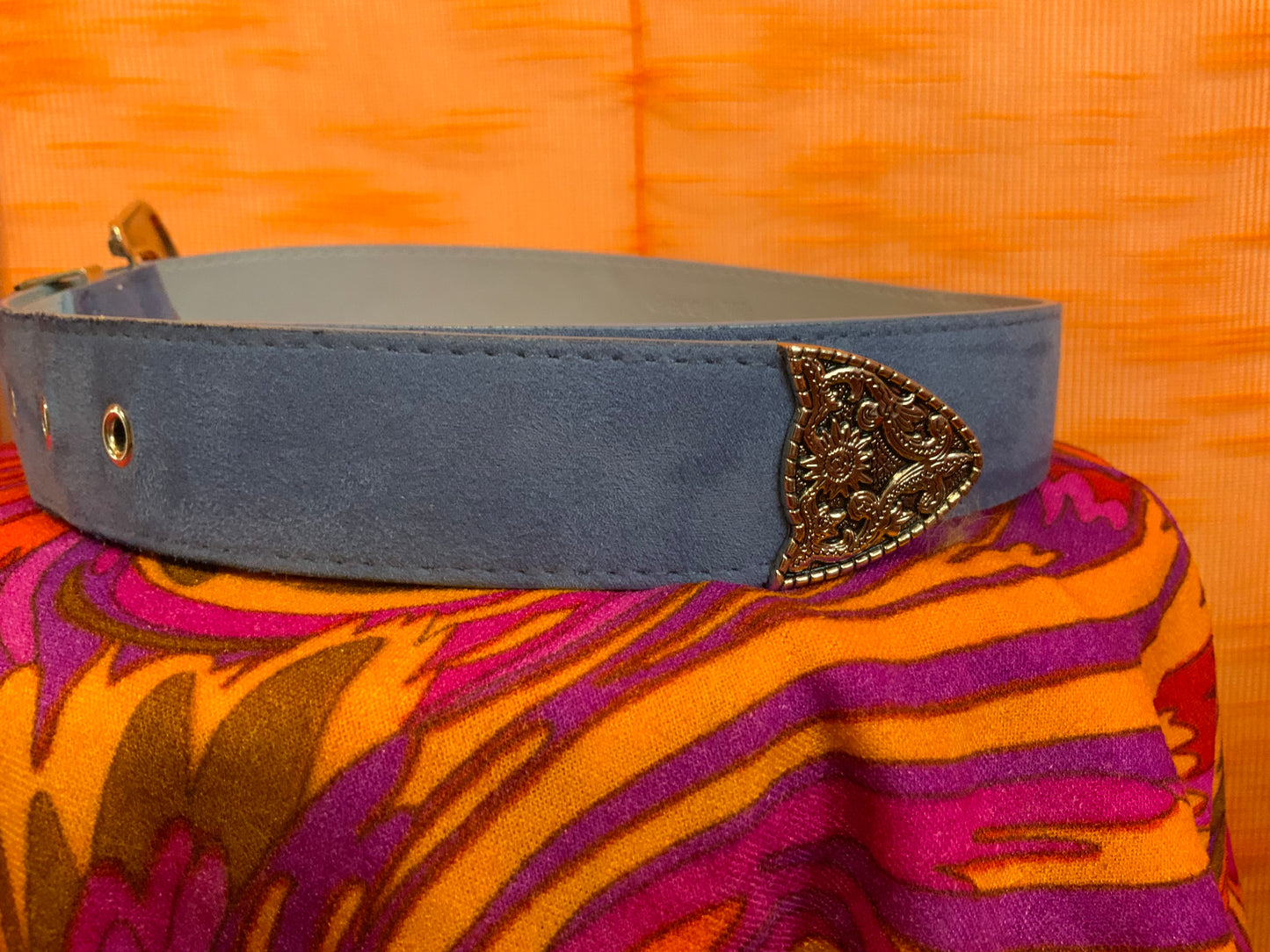 Ceinture Daim bleu indigo Western Cowboy Facon Vintage