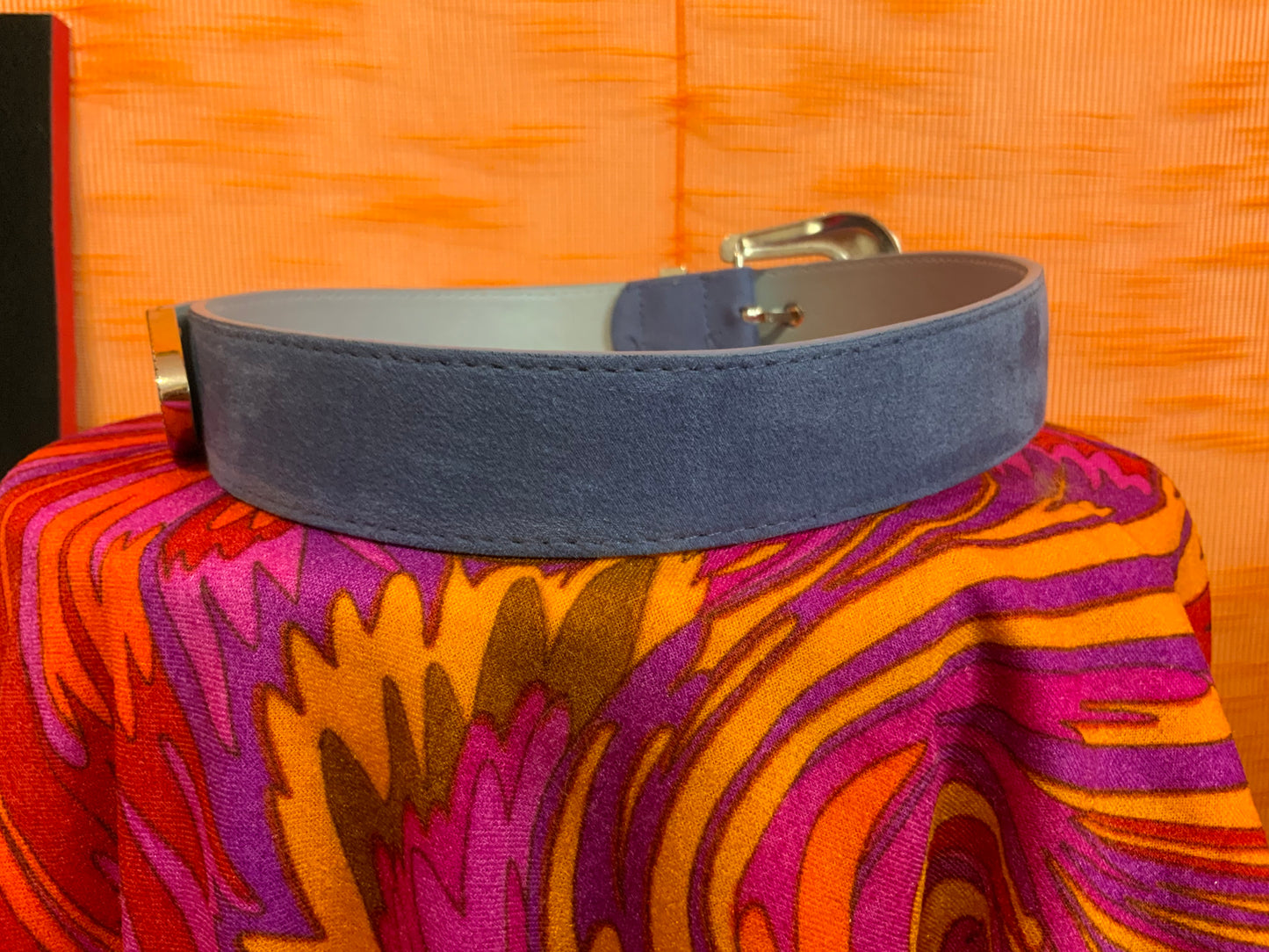 Ceinture Daim bleu indigo Western Cowboy Facon Vintage