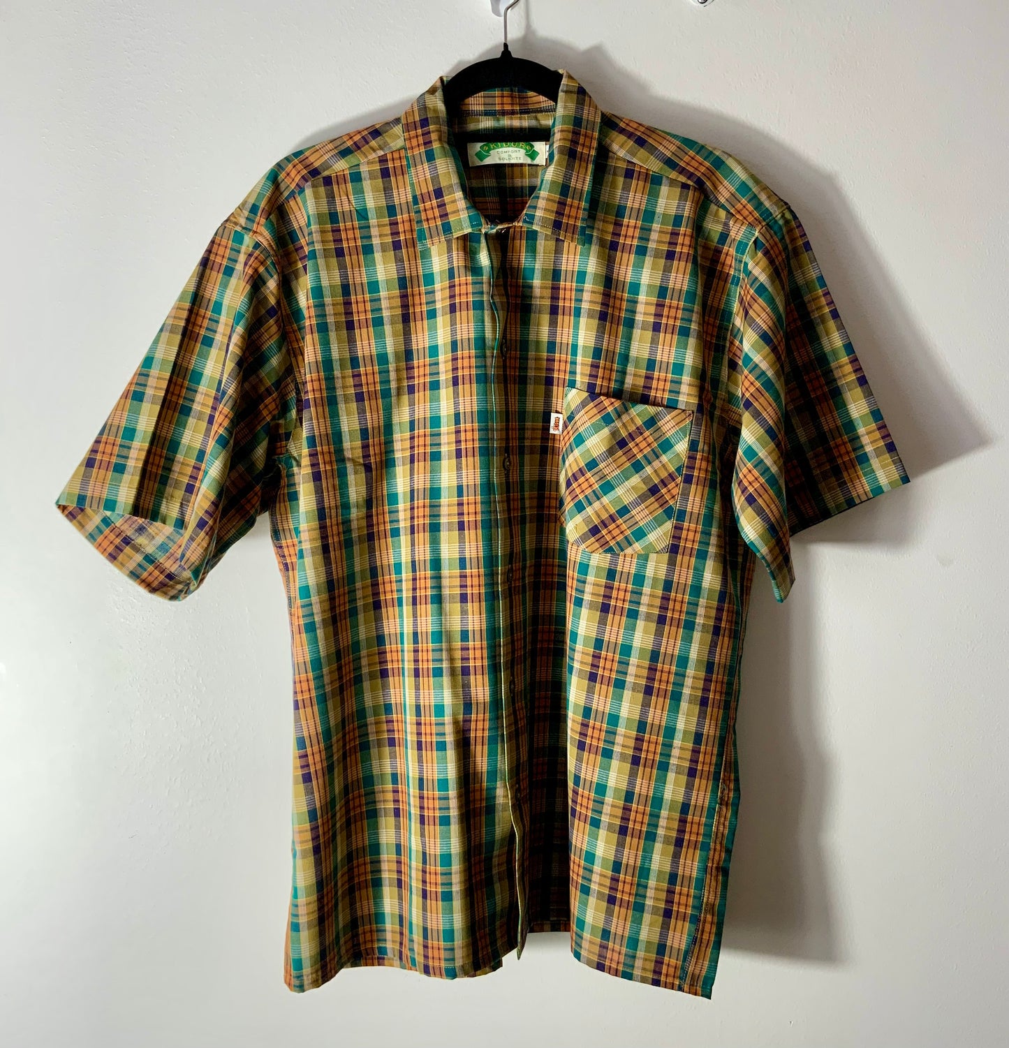 Chemise à carreaux Moutardes Vintage Coton Kidur Neuf