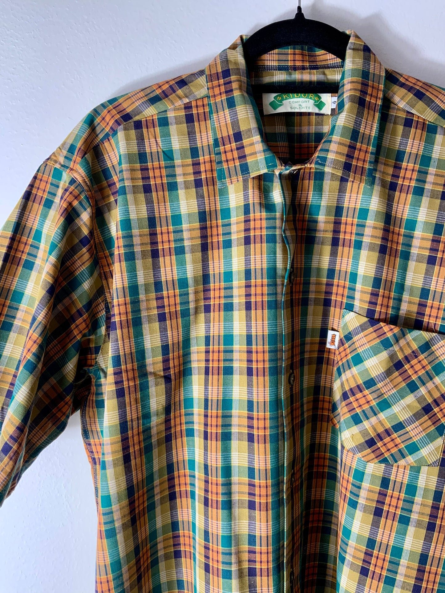 Chemise à carreaux Moutardes Vintage Coton Kidur Neuf
