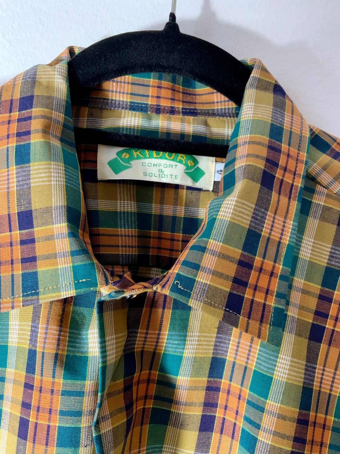 Chemise à carreaux Moutardes Vintage Coton Kidur Neuf