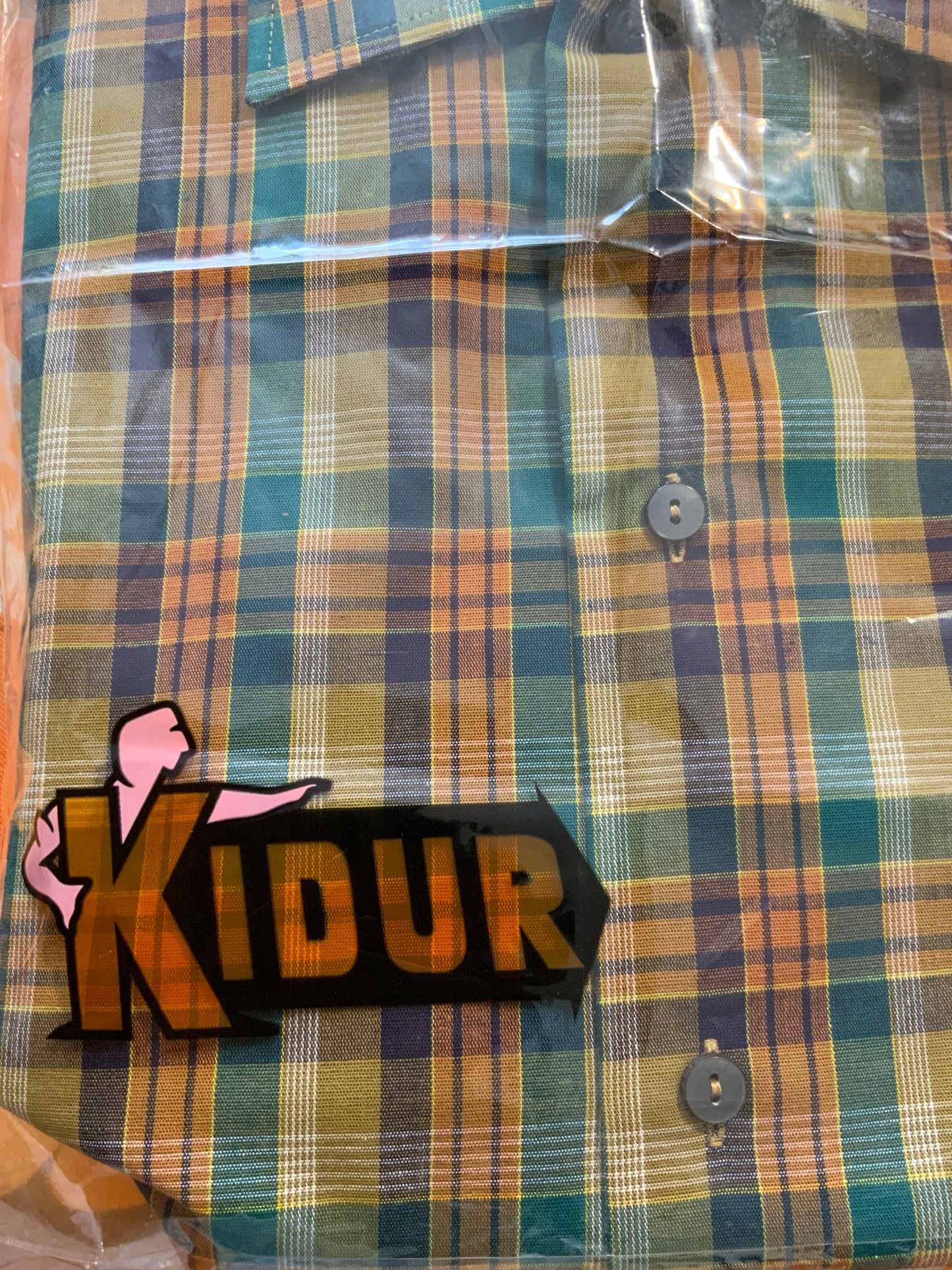 Chemise à carreaux Moutardes Vintage Coton Kidur Neuf