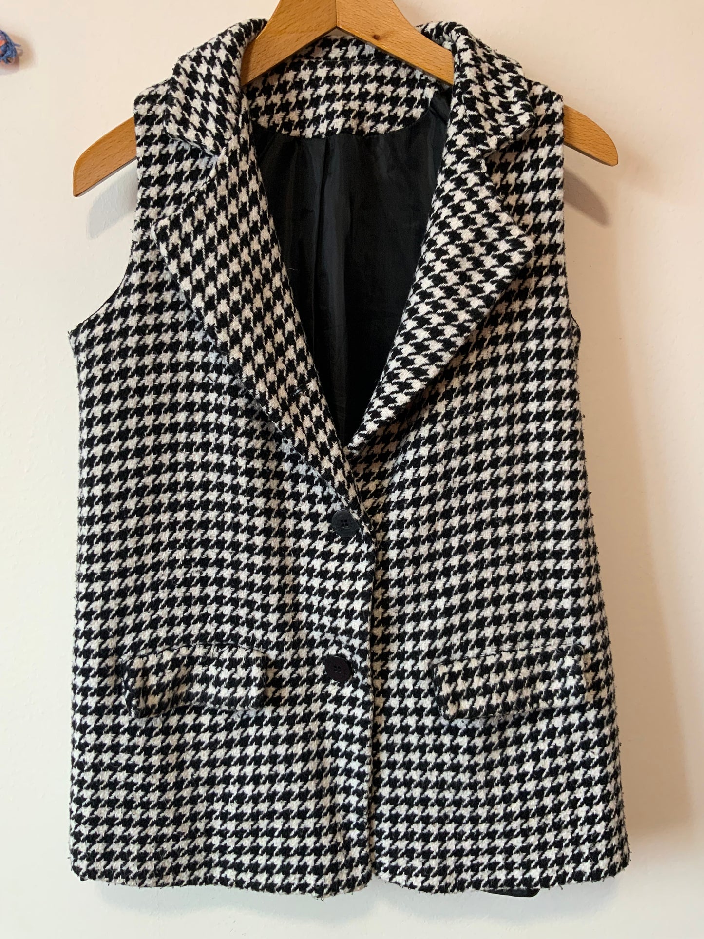 Veste sans manche à carreaux pieds de poule 1990 Italy