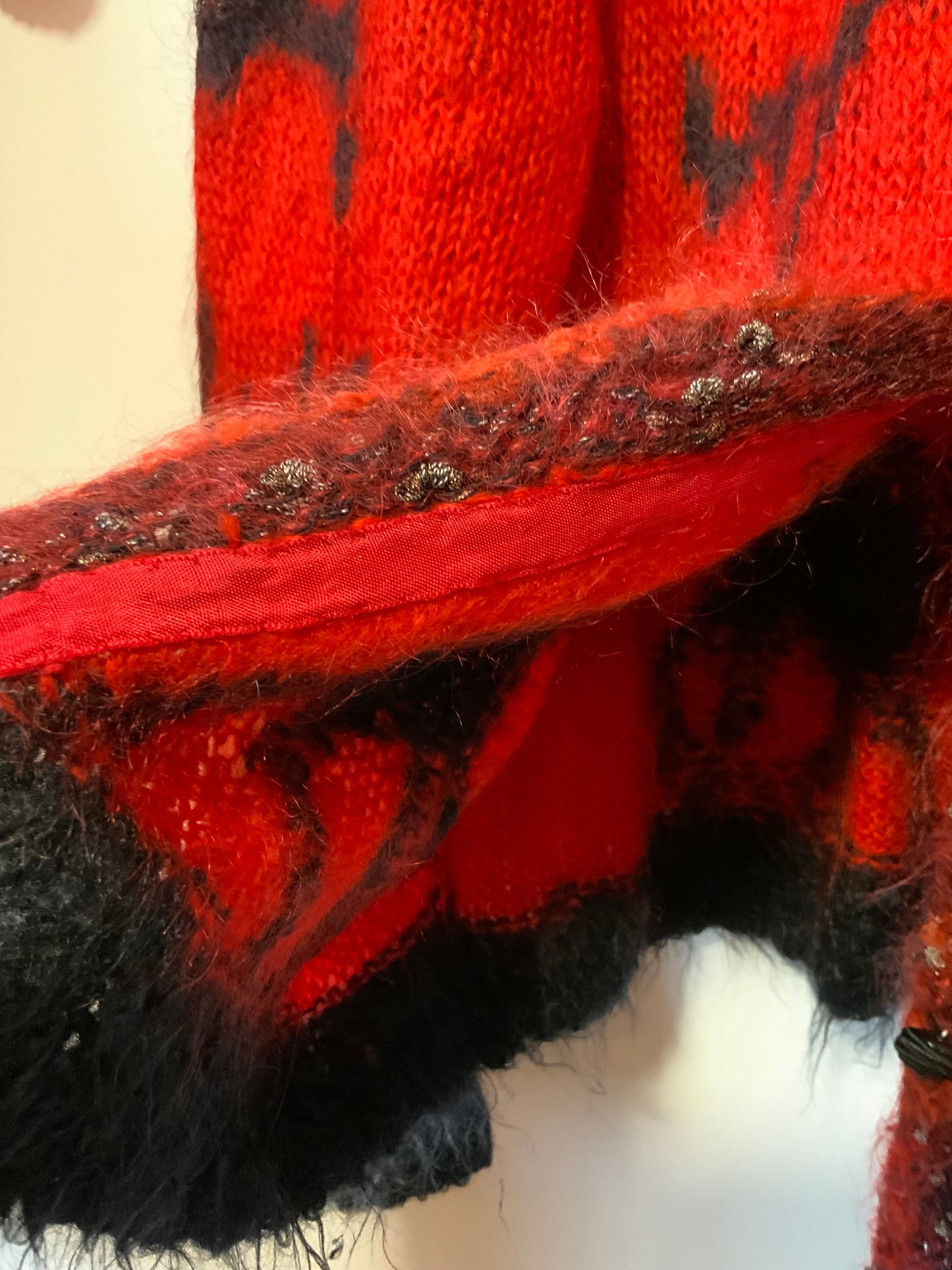 Superbe Gilet tricoté main Angora Mohair Vintage