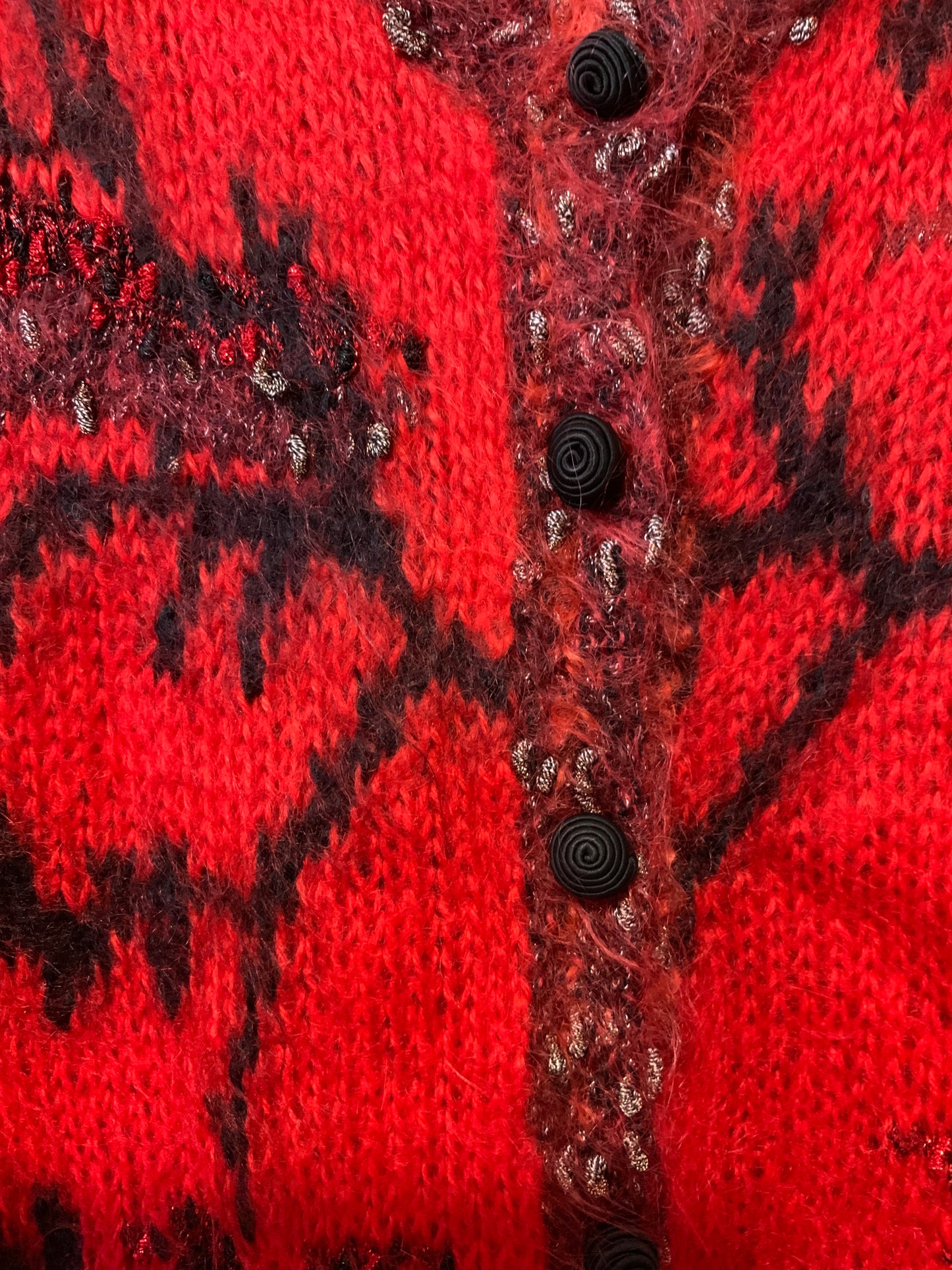 Superbe Gilet tricoté main Angora Mohair Vintage