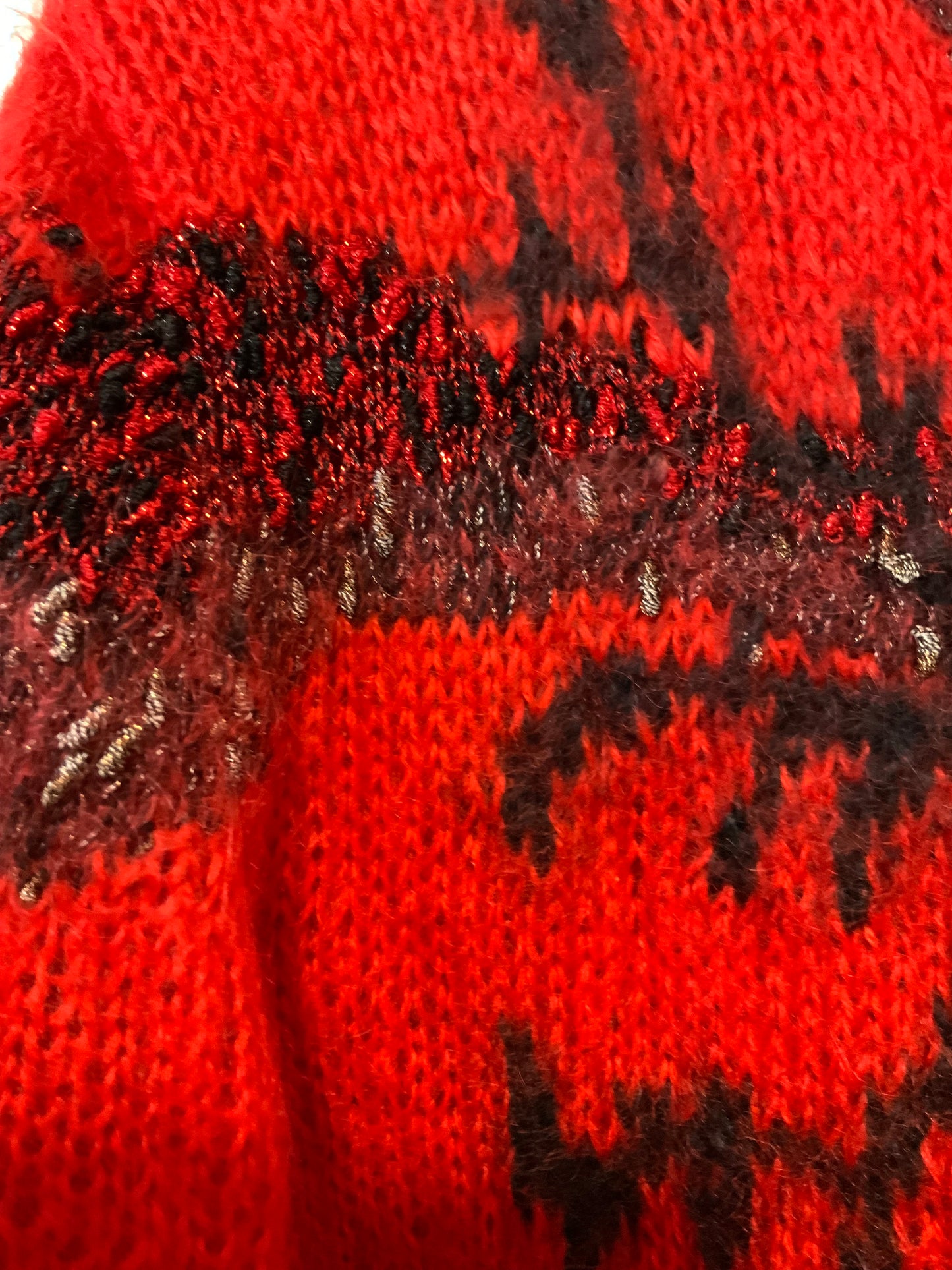 Superbe Gilet tricoté main Angora Mohair Vintage