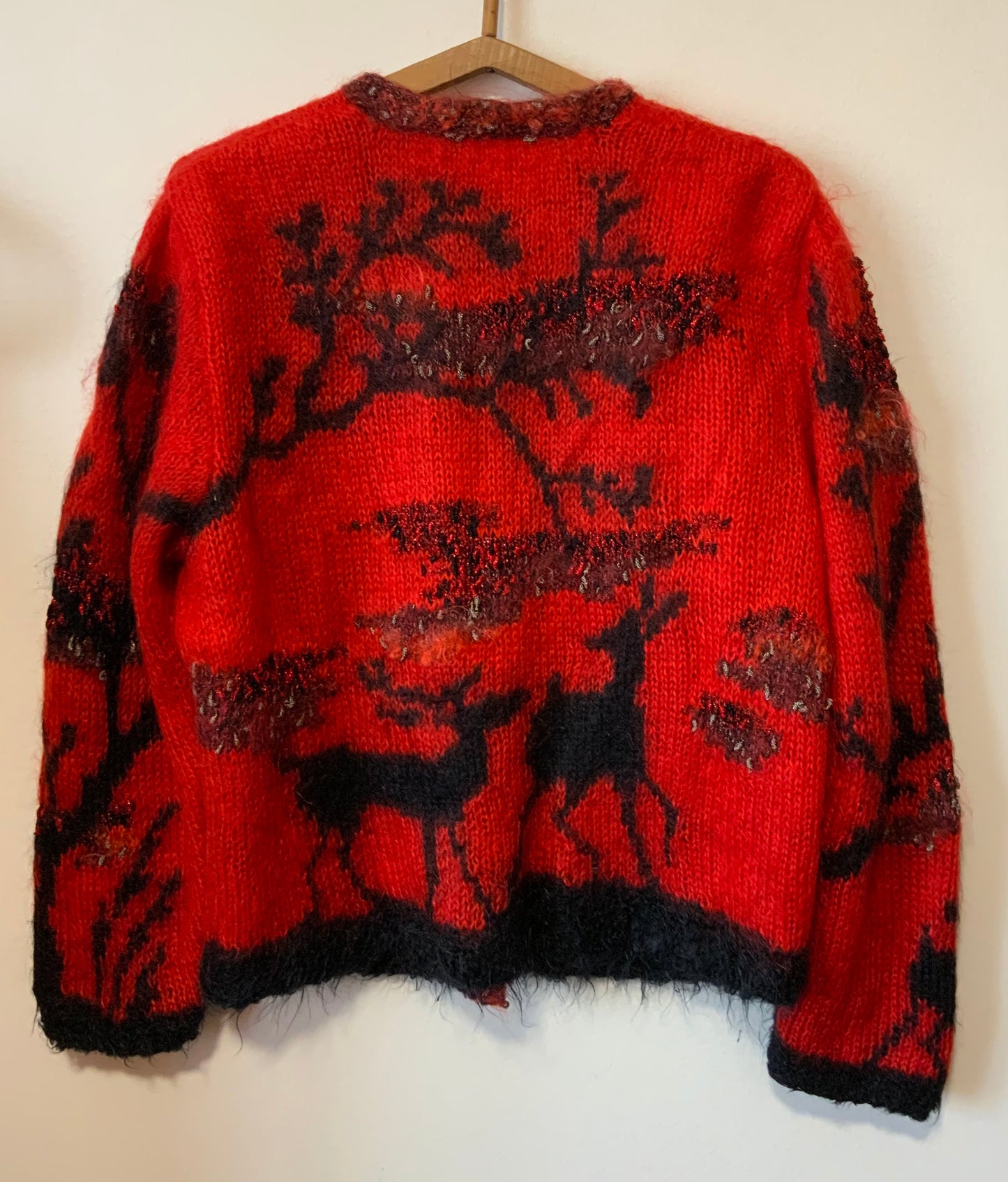 Superbe Gilet tricoté main Angora Mohair Vintage