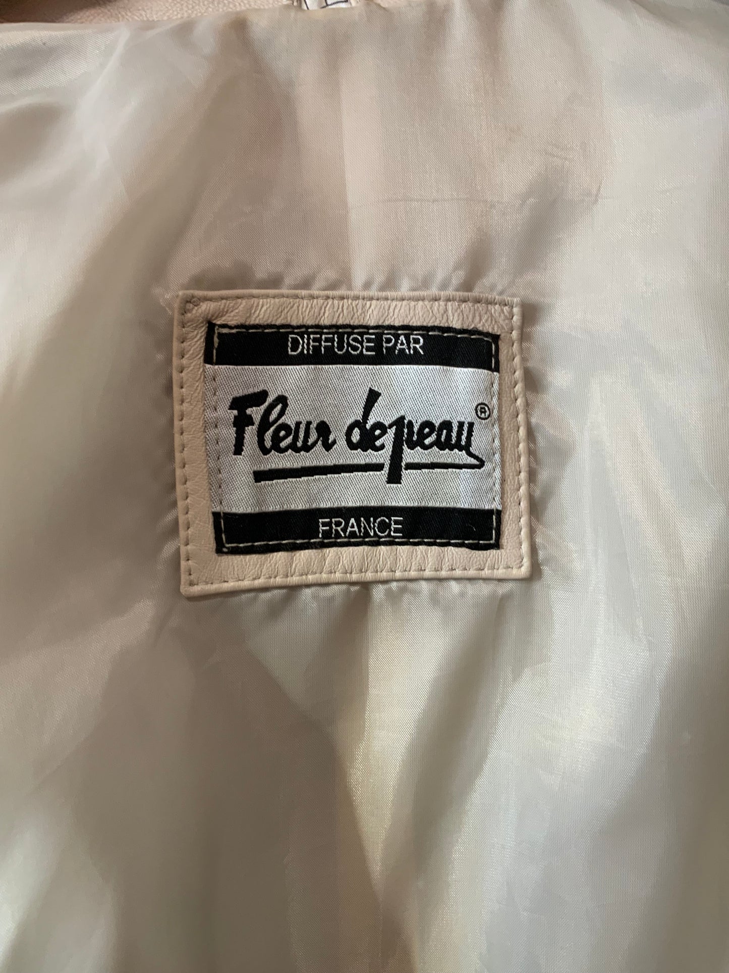 Veste crème Cuir haute qualité pleine fleurs pigmentées Vintage France 1990