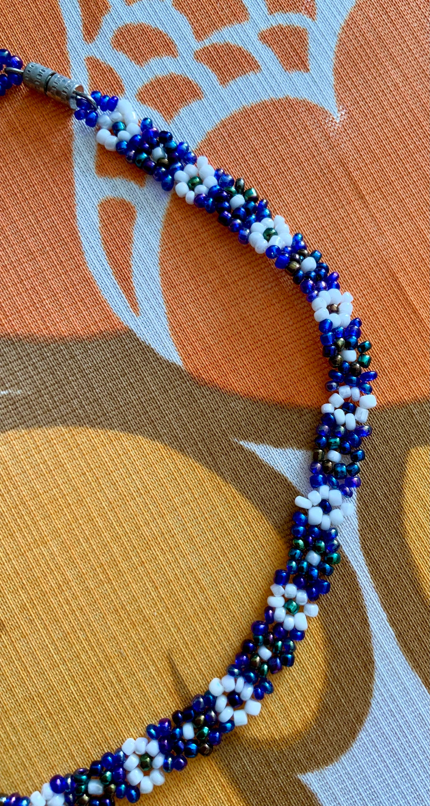 Collier ras du cou À fleurs perles Vintage Hippy 1970