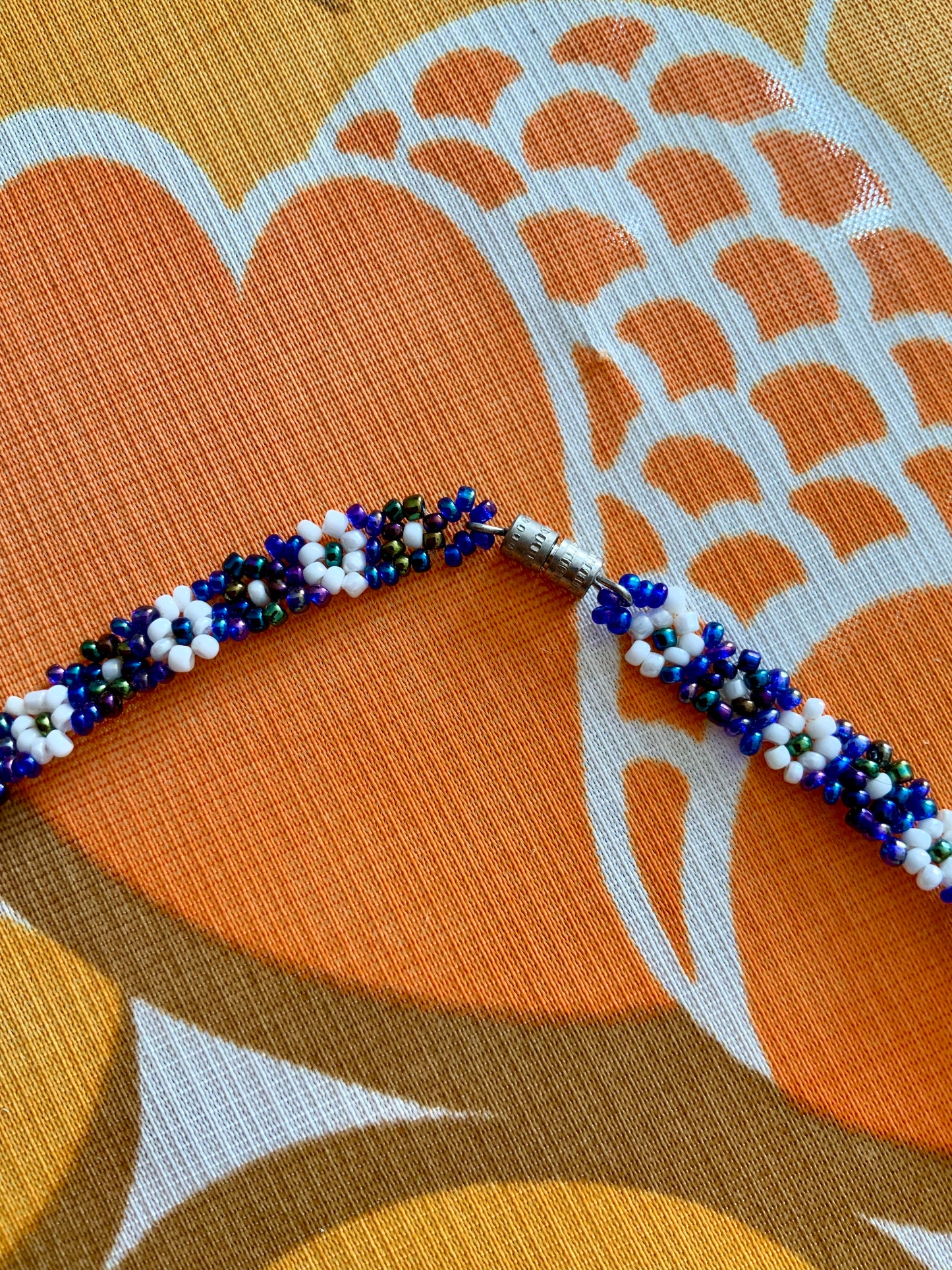 Collier ras du cou À fleurs perles Vintage Hippy 1970