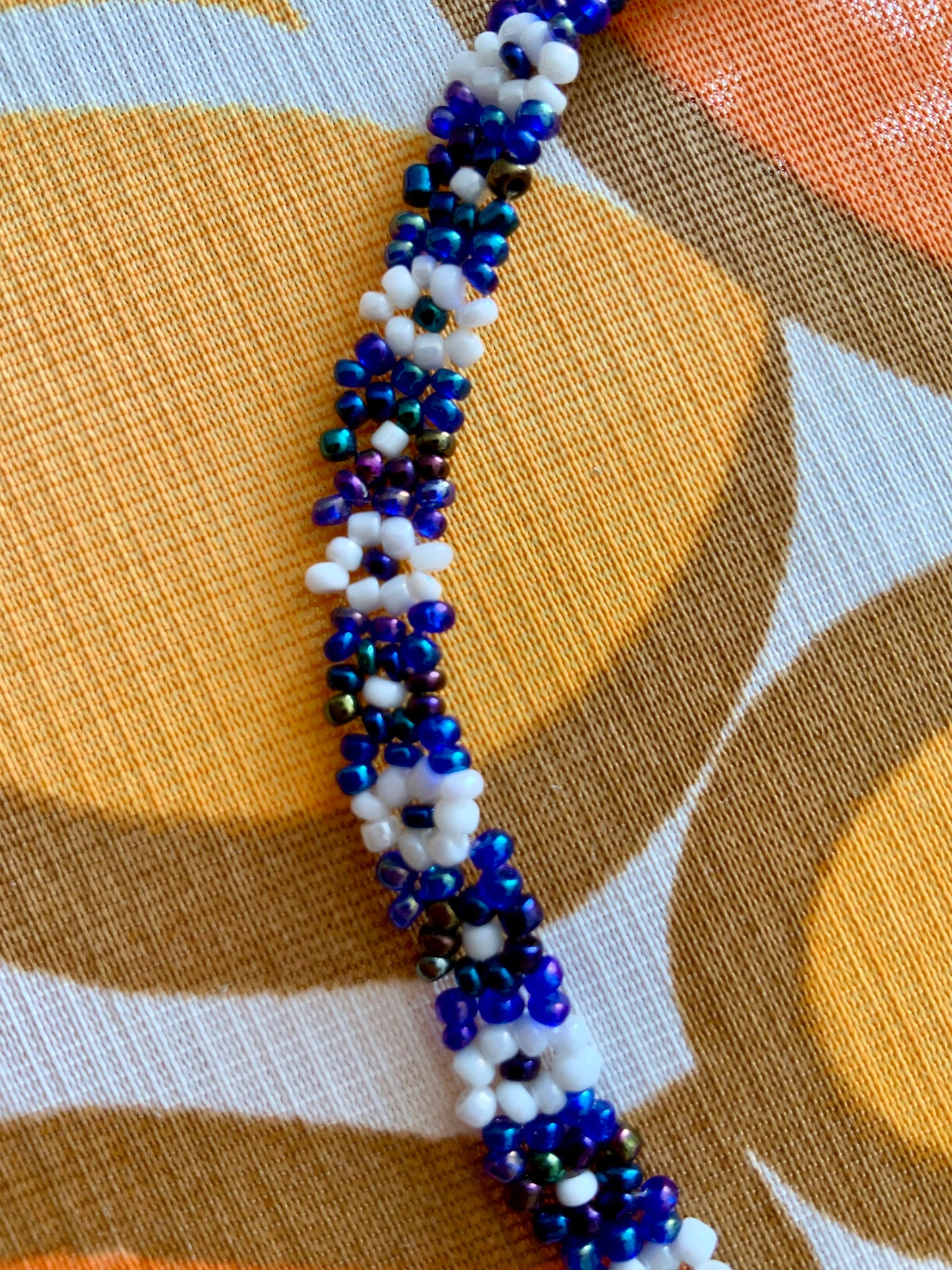 Collier ras du cou À fleurs perles Vintage Hippy 1970