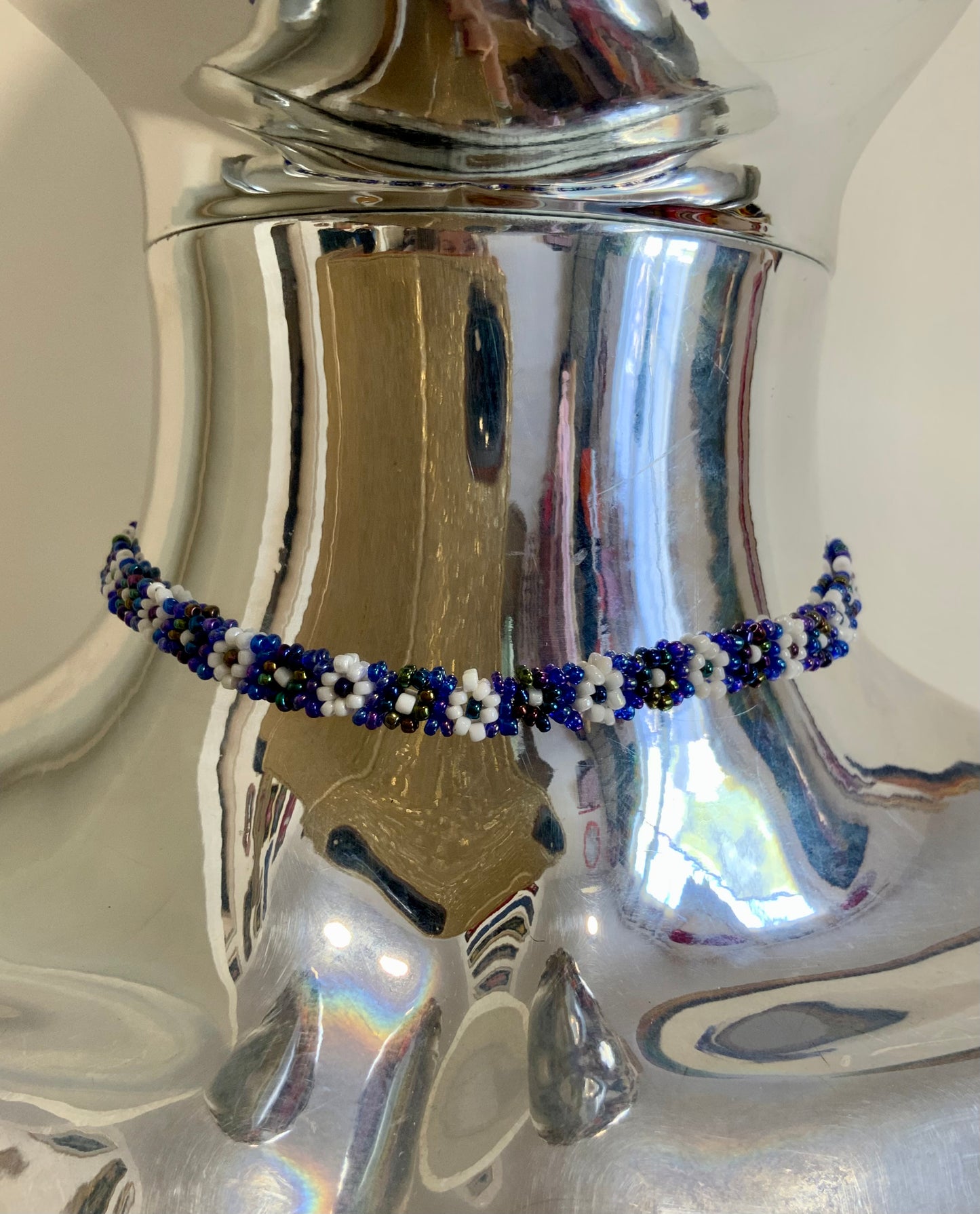 Collier ras du cou À fleurs perles Vintage Hippy 1970