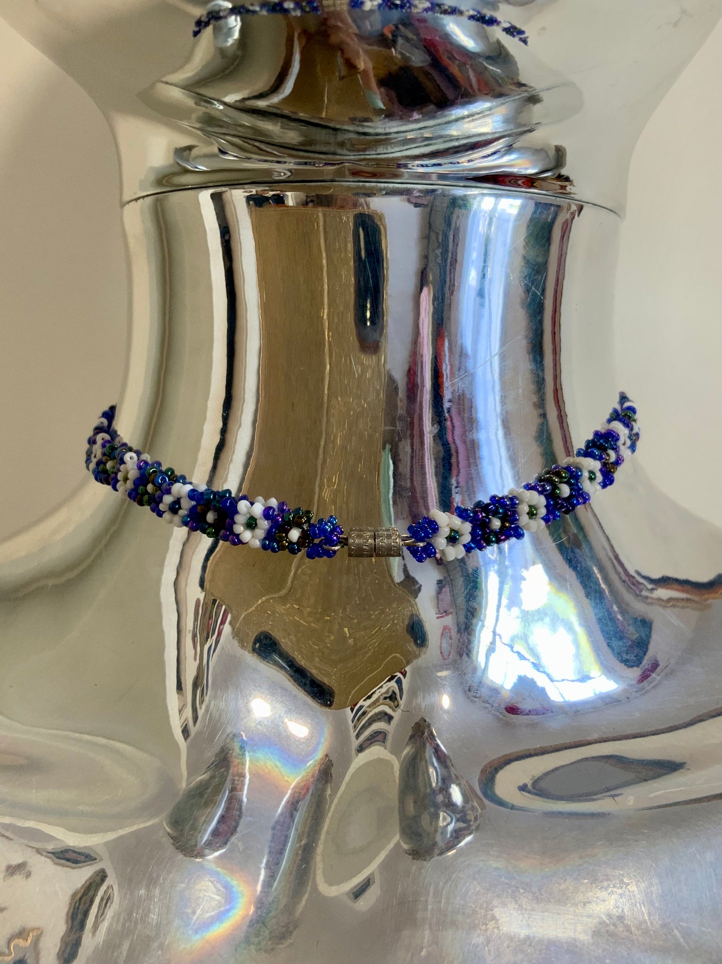 Collier ras du cou À fleurs perles Vintage Hippy 1970