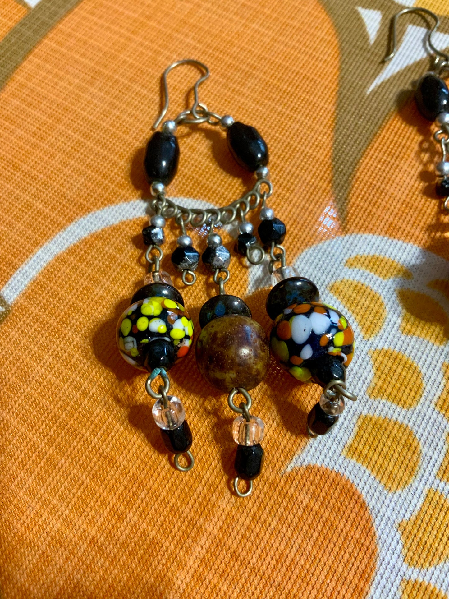 Boucles d’oreilles perles de verre peintes Vintage Bohème
